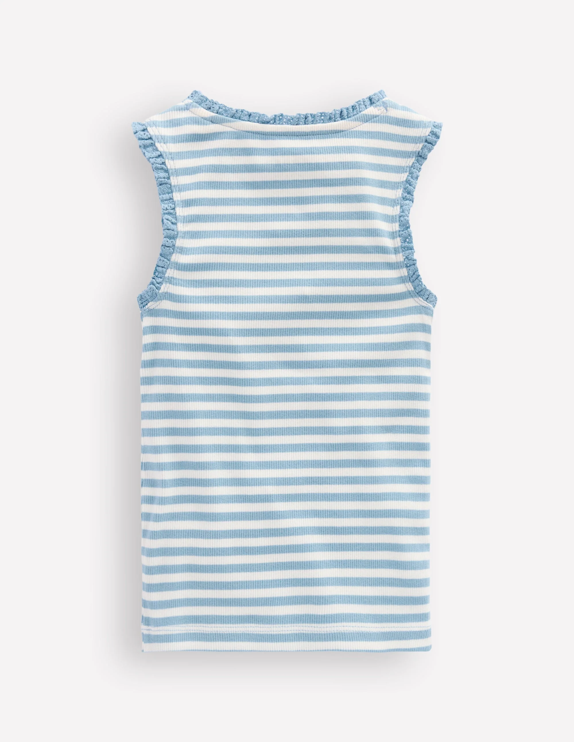 Ribbed Lace Trim Vest-Glacier Blue Stripe - Image 2