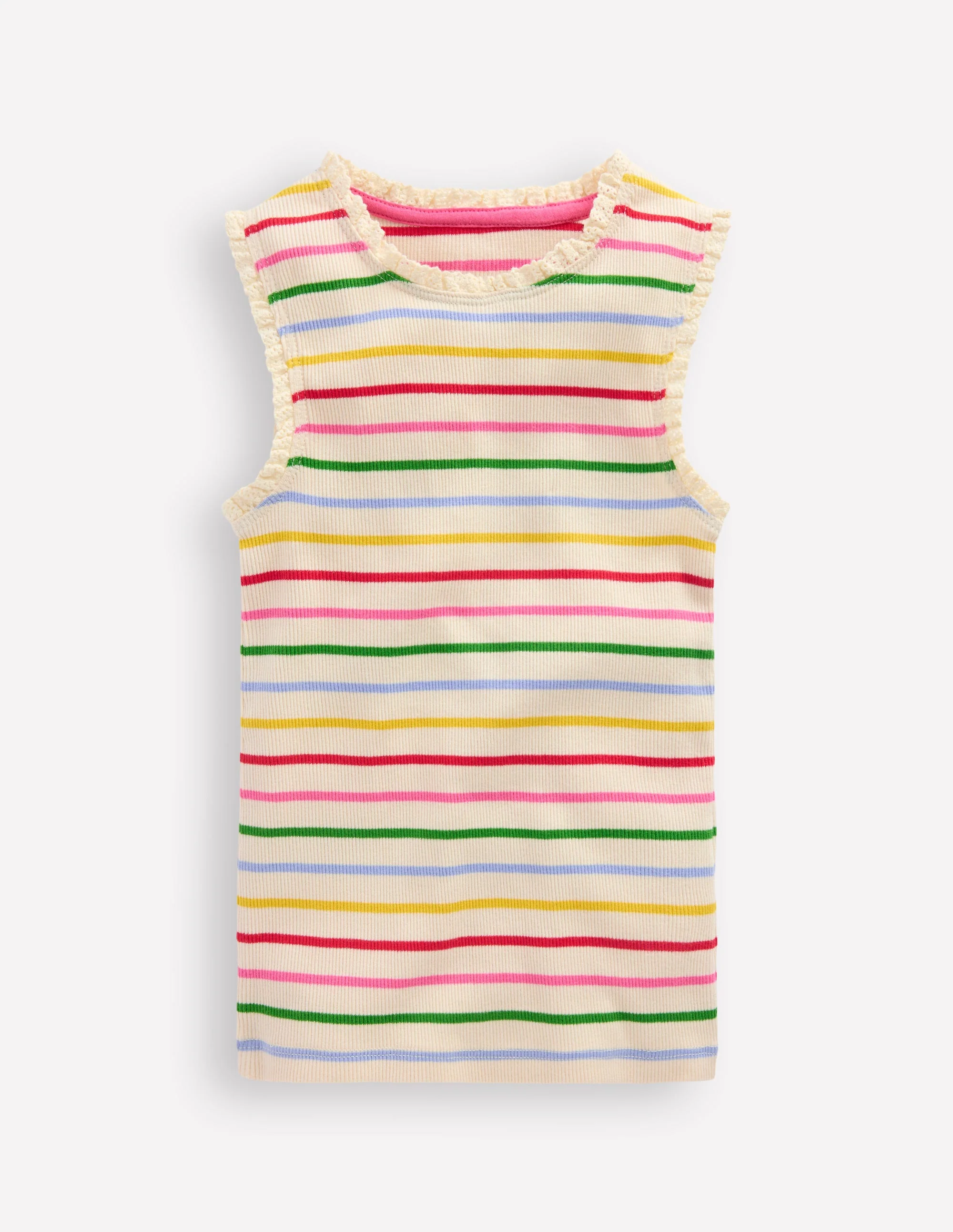 Ribbed Lace Trim Vest-Multi Stripe - Image 2