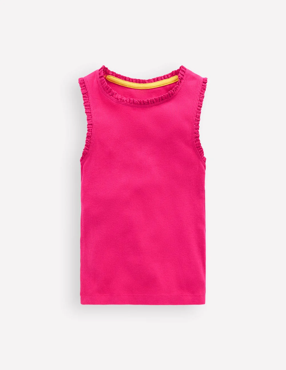 Ribbed Lace Trim Vest-Pink Peony