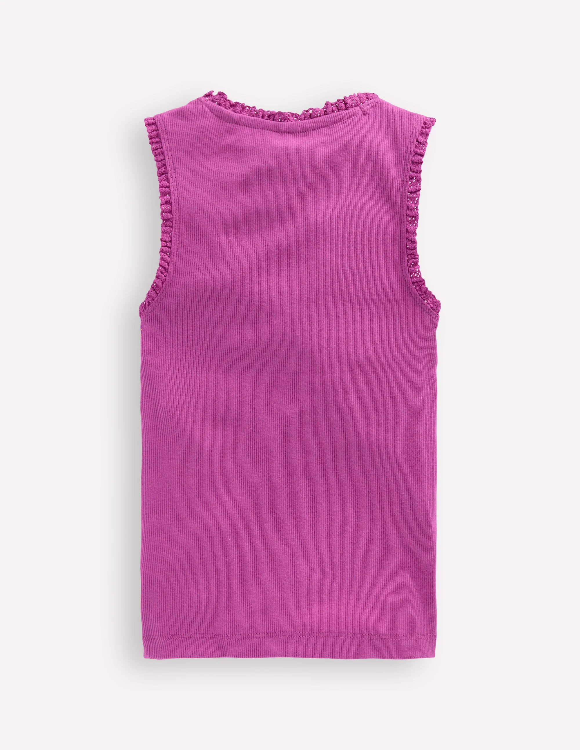Ribbed Lace Trim Vest-Purple - Image 2