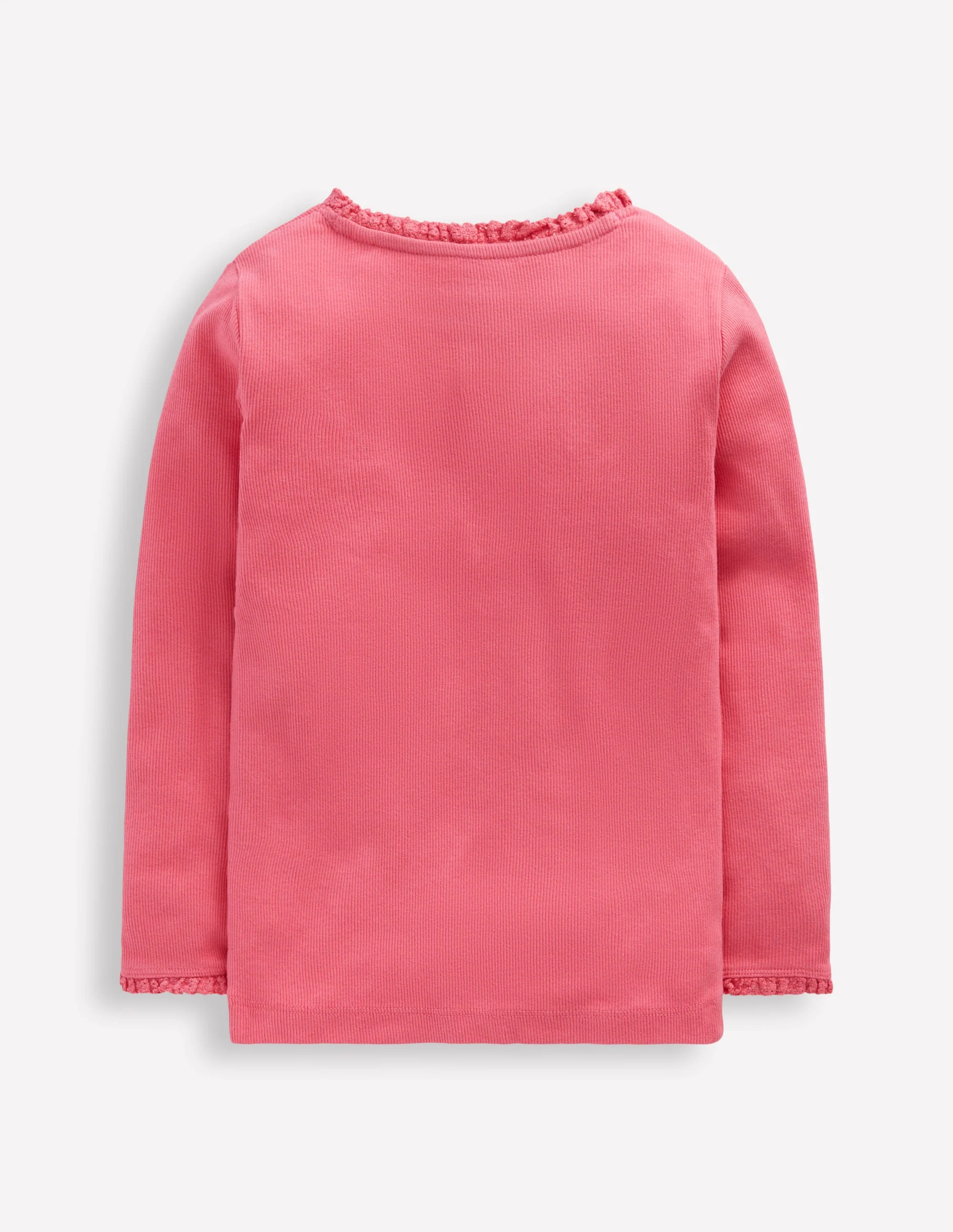 Ribbed Long Sleeve T-shirt-Rose Pink - Image 2