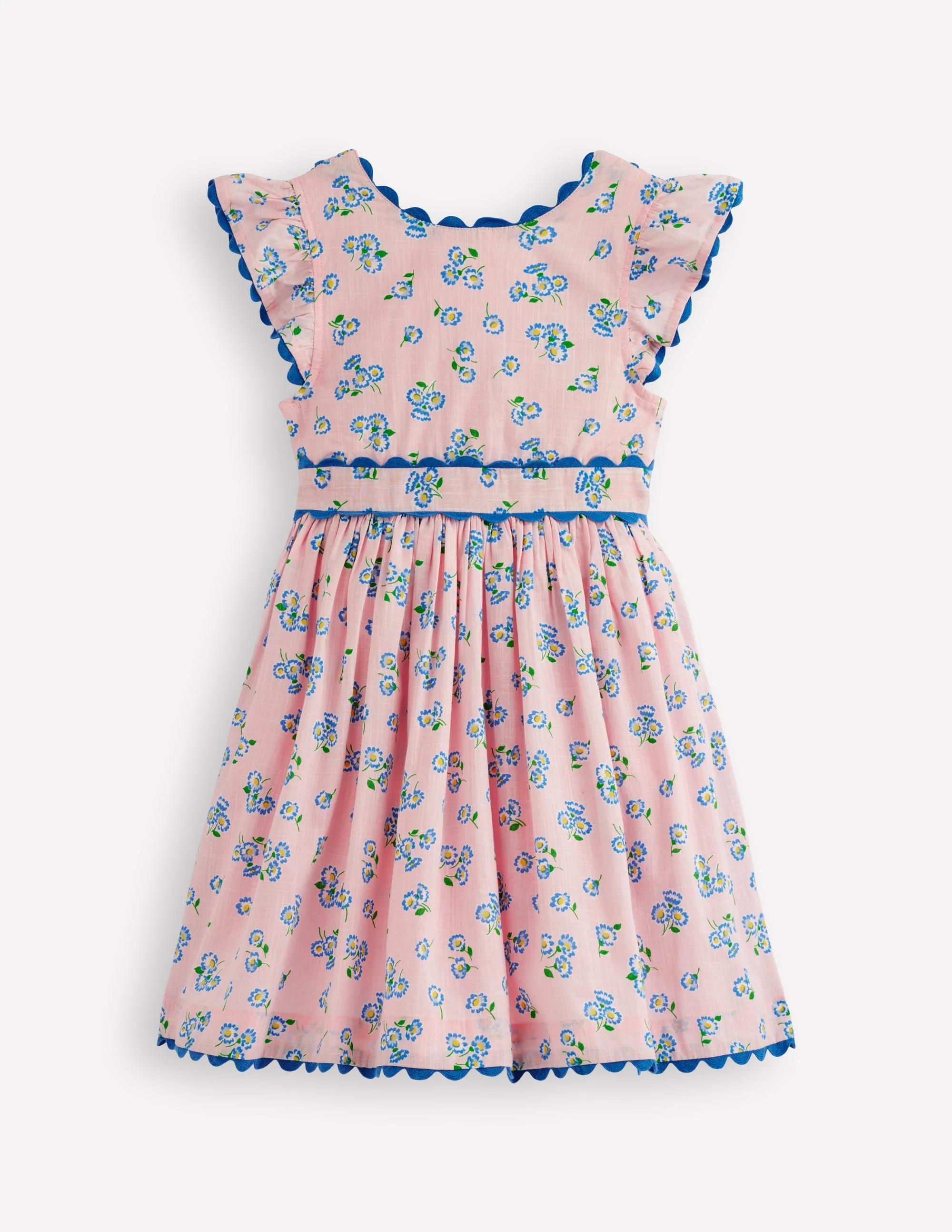 Ric Rac Trim Flutter Dress-Chalk Pink Daisy - Image 2