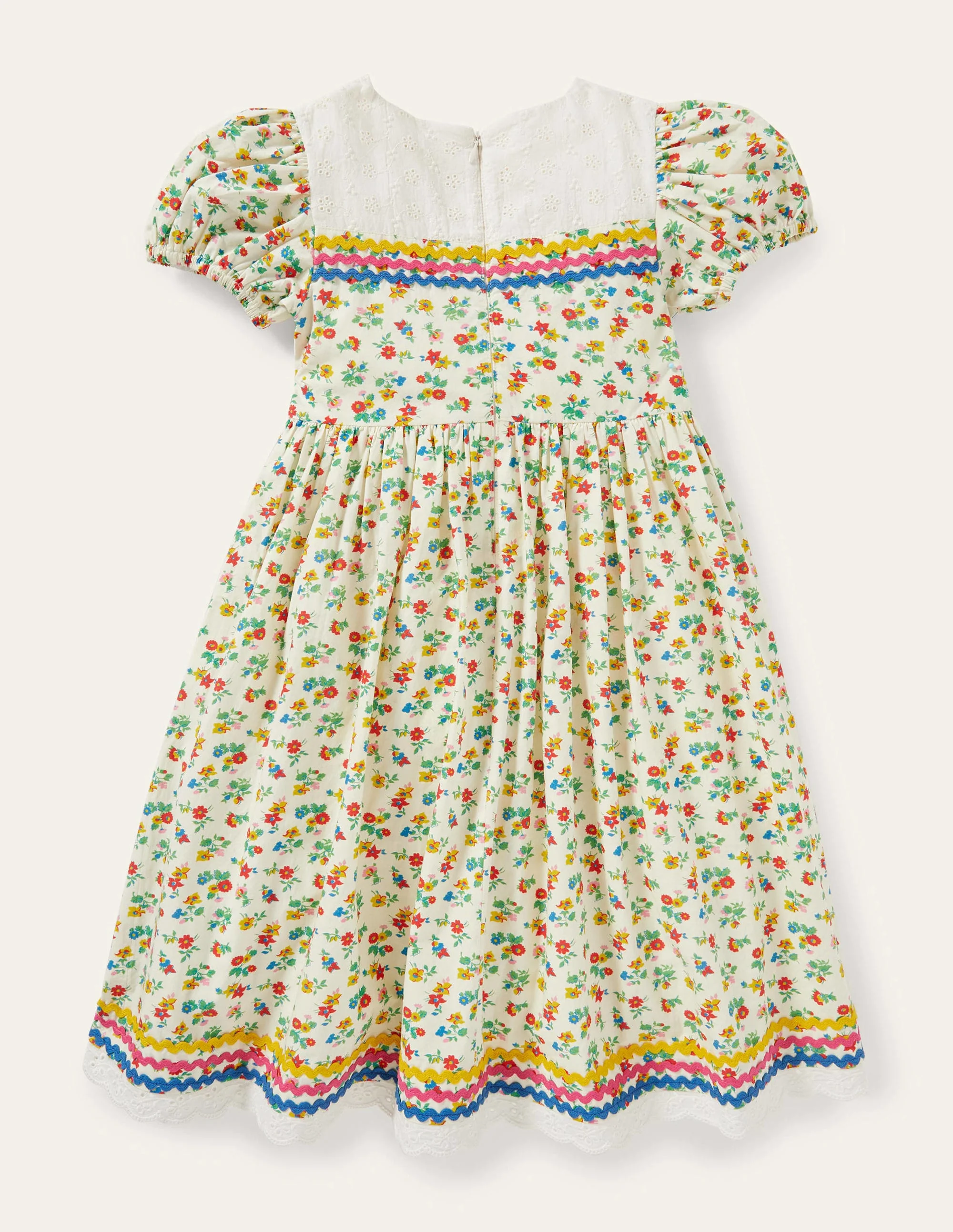 Rickrack Woven Dress-Ivory Floral - Image 2