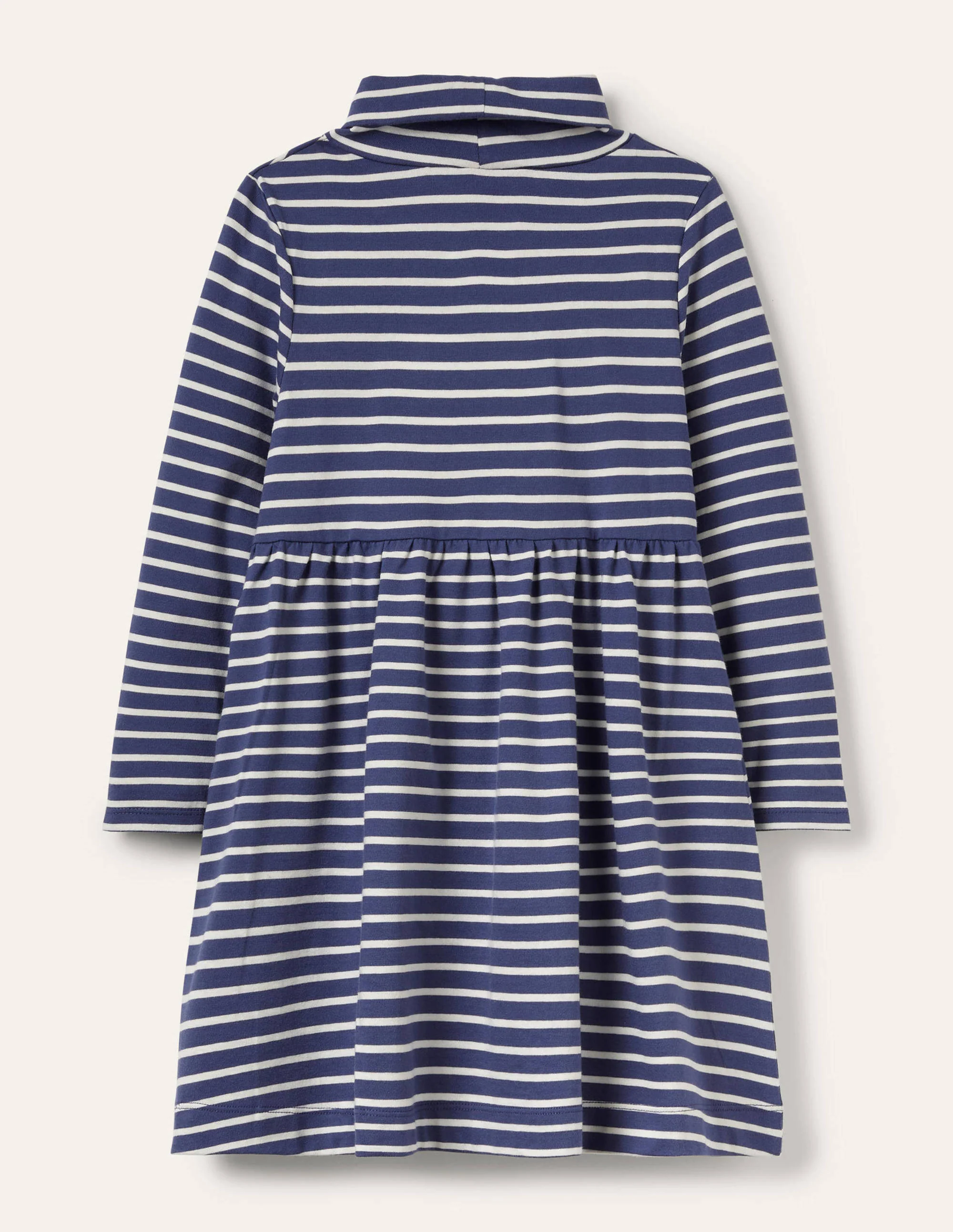 Roll Neck Supersoft Dress-Starboard Blue/ Ivory - Image 2