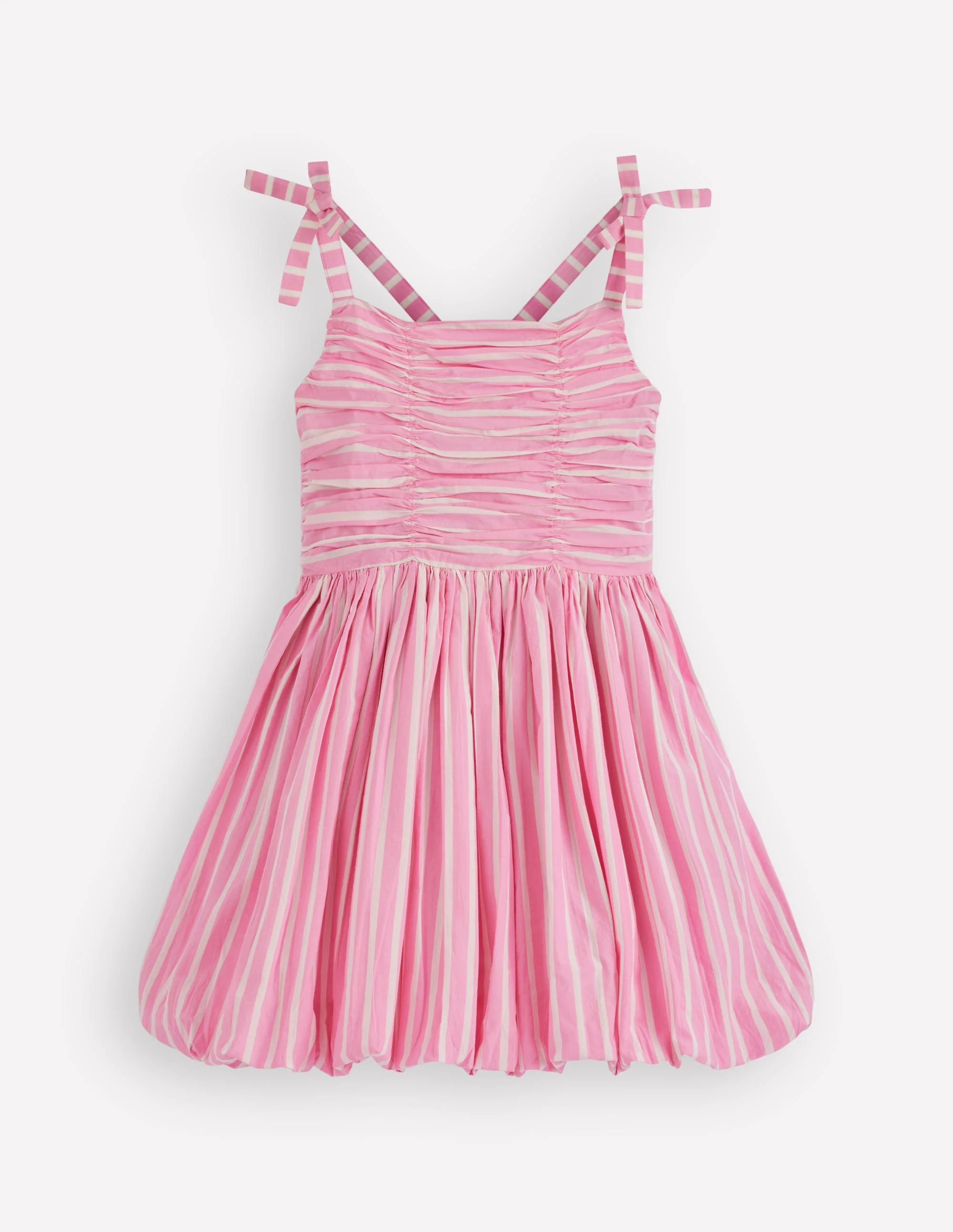 Ruched Bodice Bubble Dress-Formica Pink Stripe