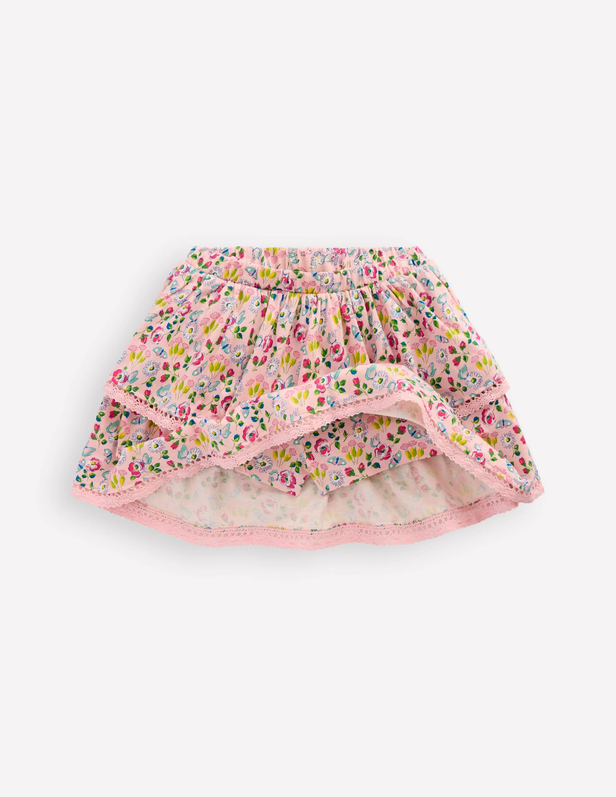 Ruffle Jersey Skort-Chalk Pink Spring Garden - Image 4