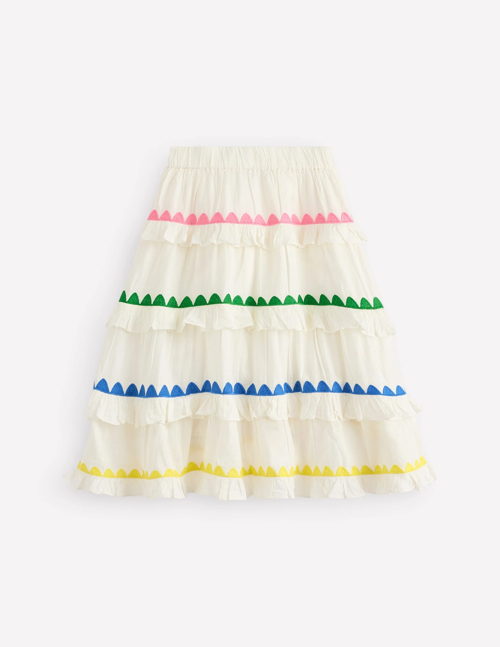 Ruffle Midi Skirt-Soft Ivory Rainbow - Image 2