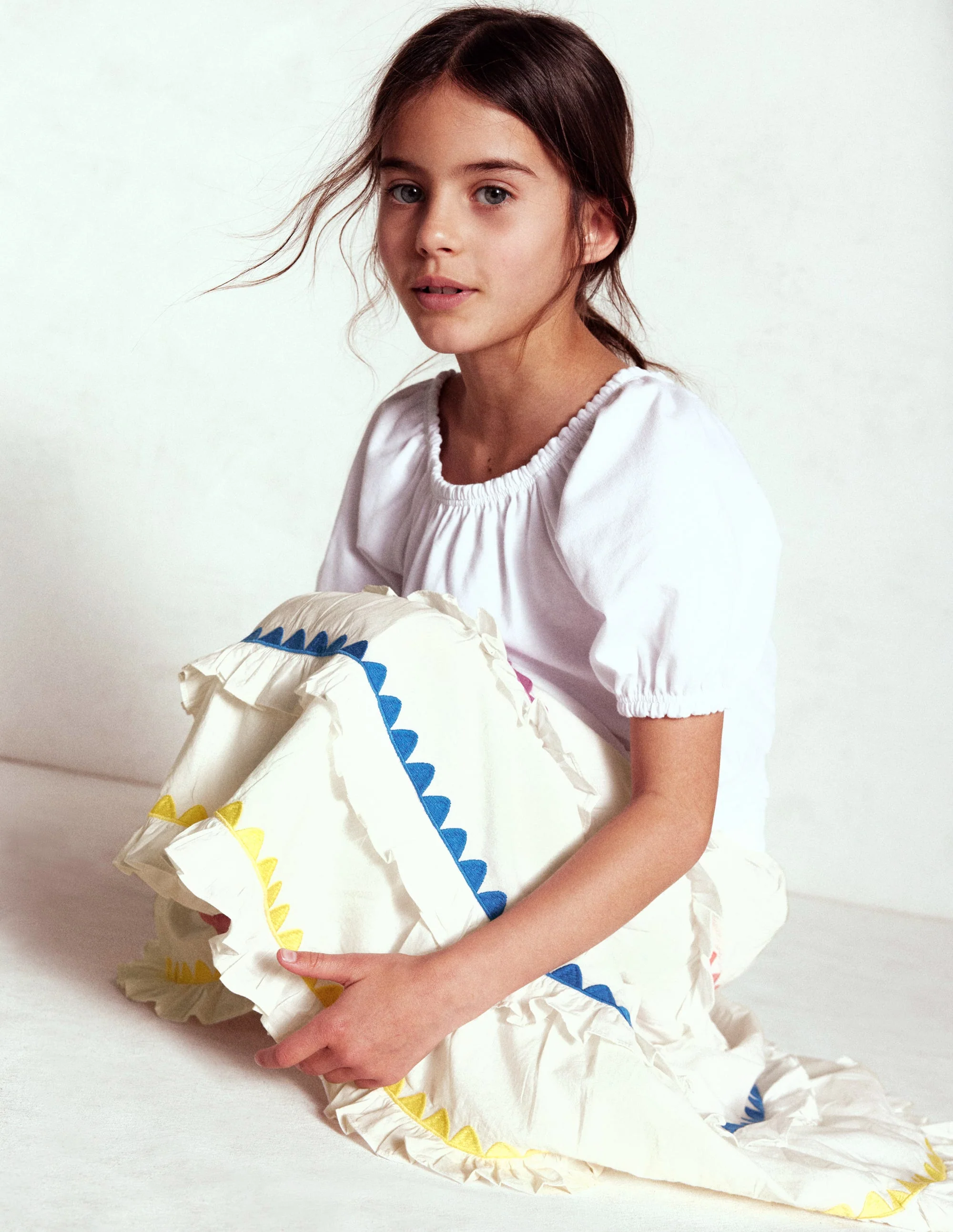 Ruffle Midi Skirt-Soft Ivory Rainbow - Image 4