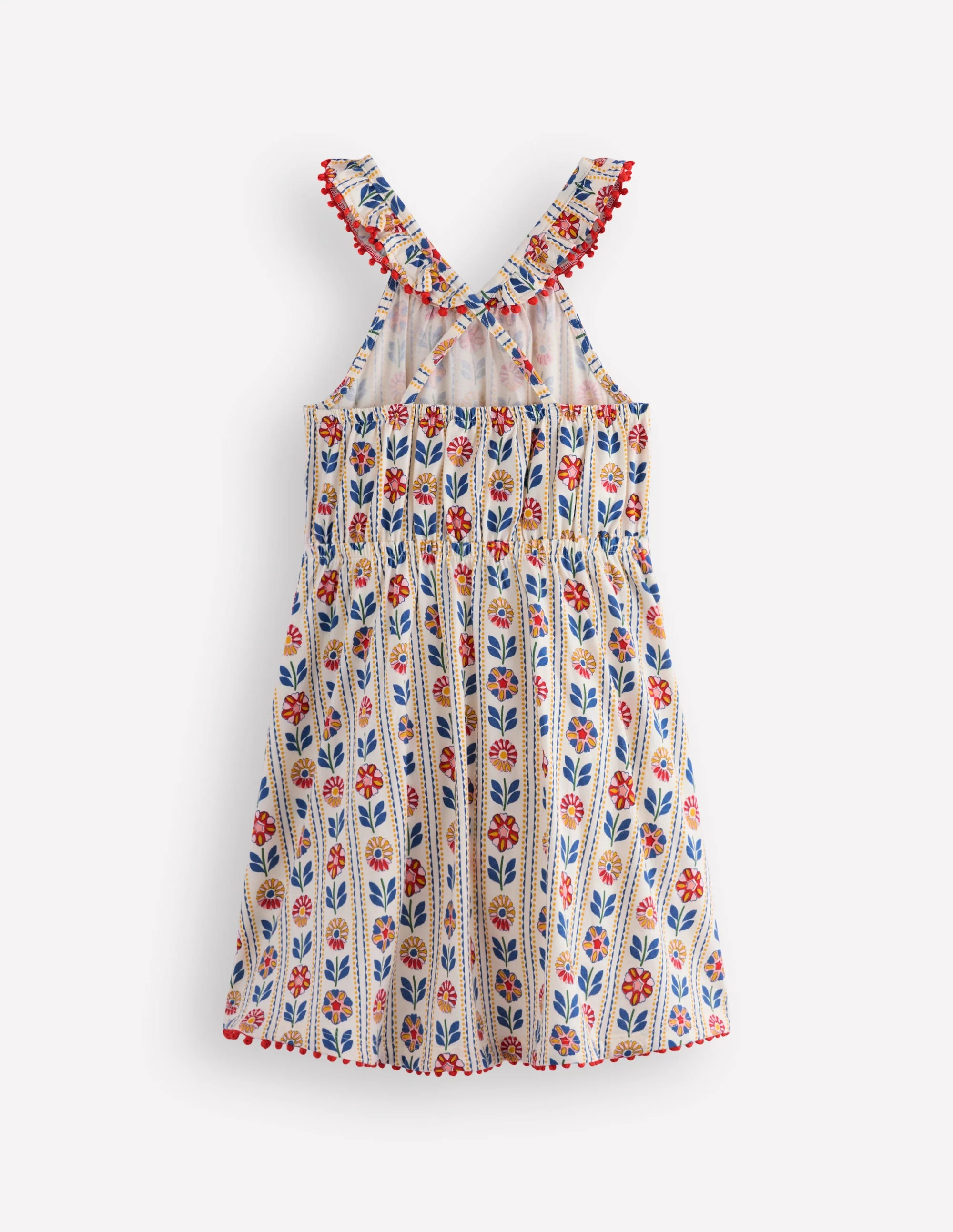 Ruffle Neck Halter Dress-Soft Ivory Woodblock Floral - Image 2