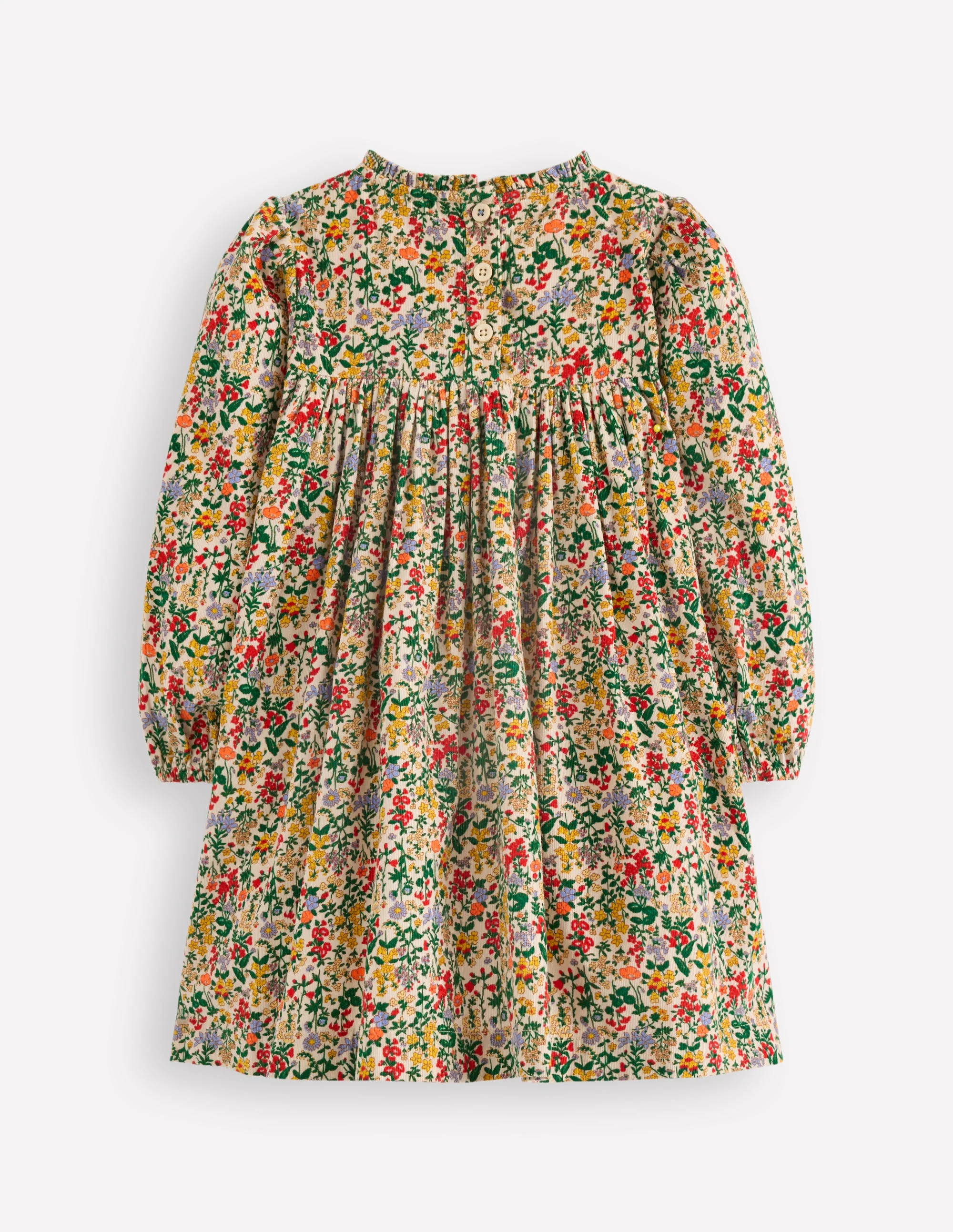 Ruffle Neck Woven Dress-Soft Ivory Flower Meadow - Image 2