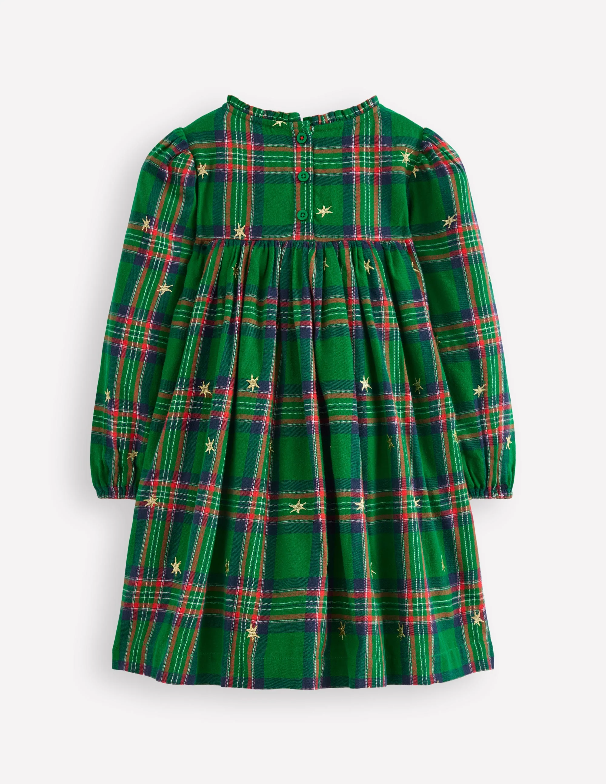 Ruffle Neck Woven Dress-Star Check - Image 2