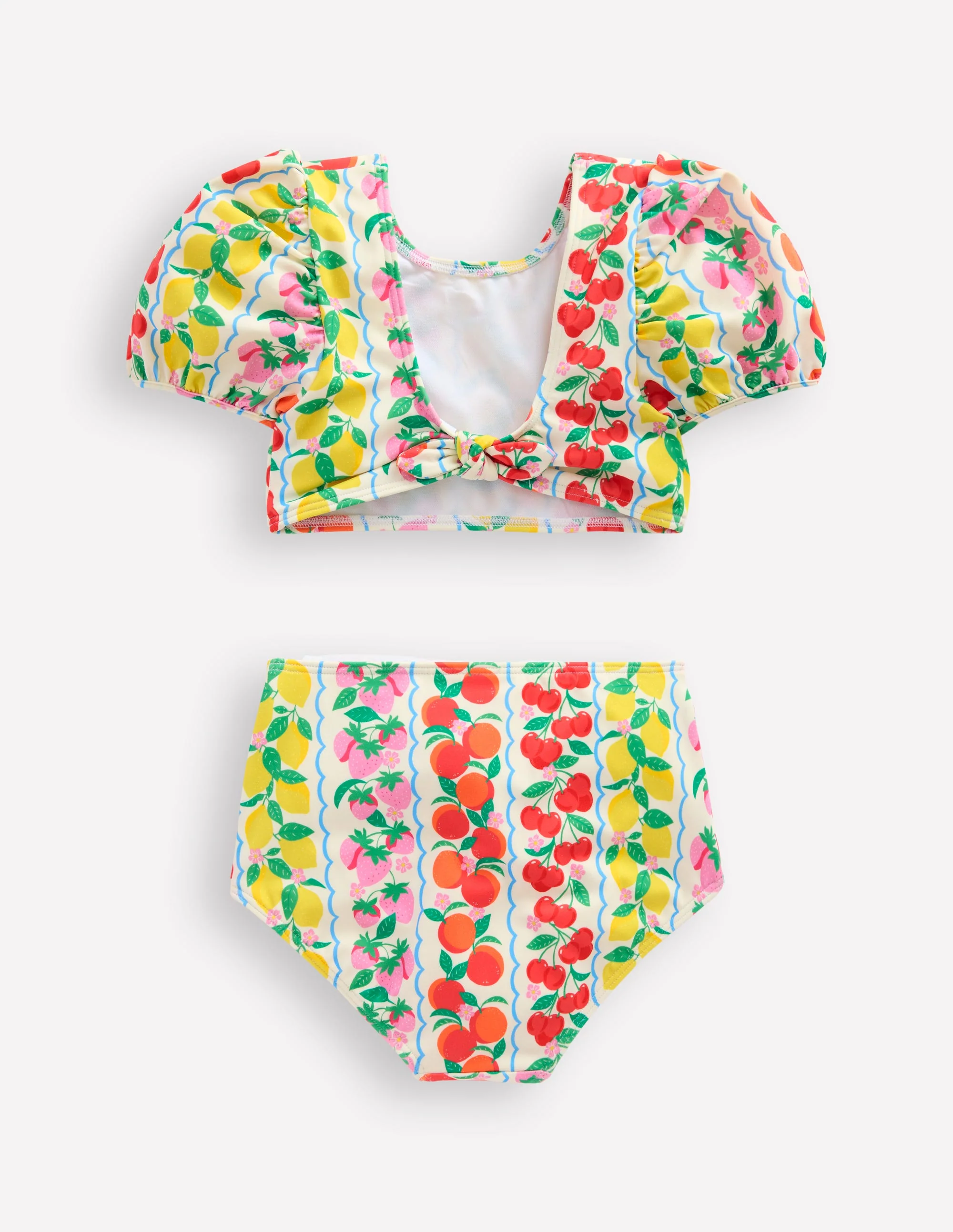 Sandy Puff Sleeve Bikini-Rainbow Fruit Stripe - Image 2