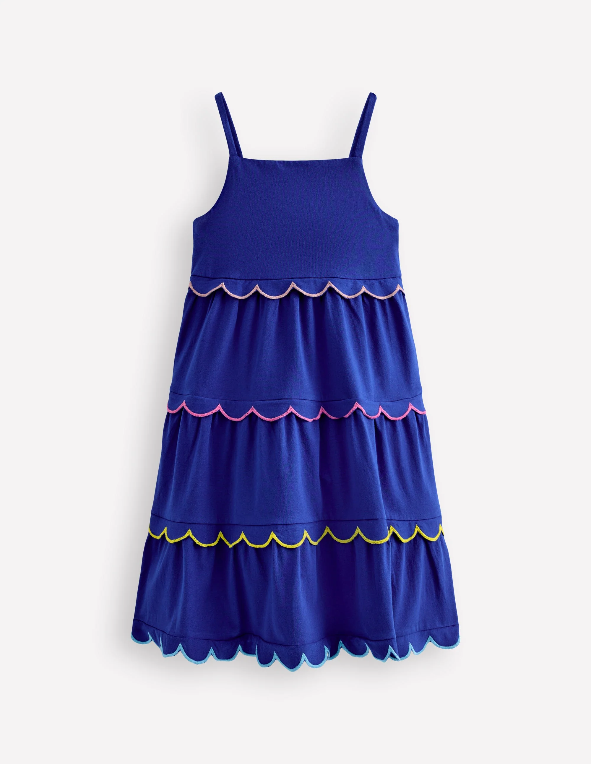 Scallop Tiered Sundress-Sapphire Blue