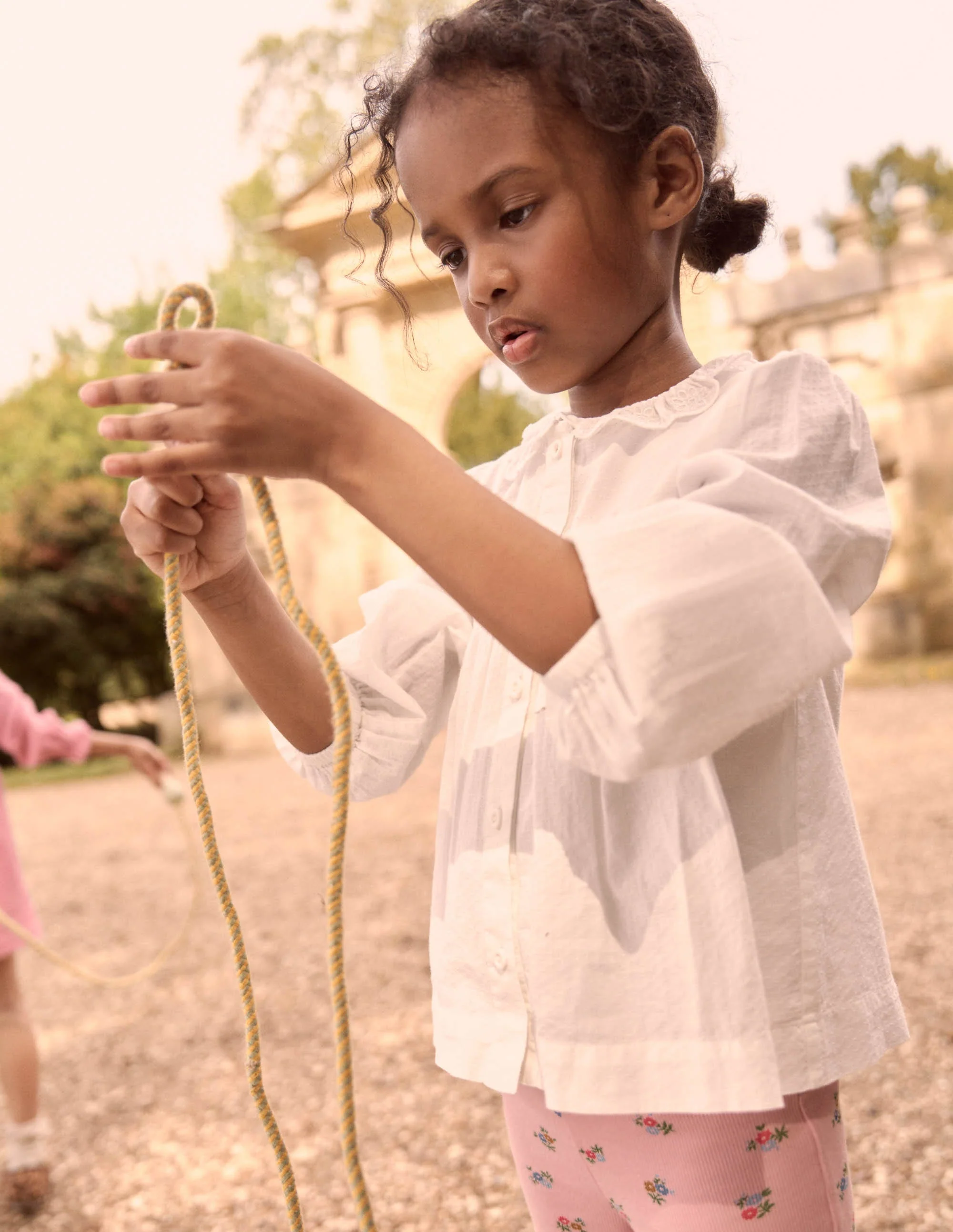 Scalloped Collar Smocked Shirt-Soft Ivory - Image 4