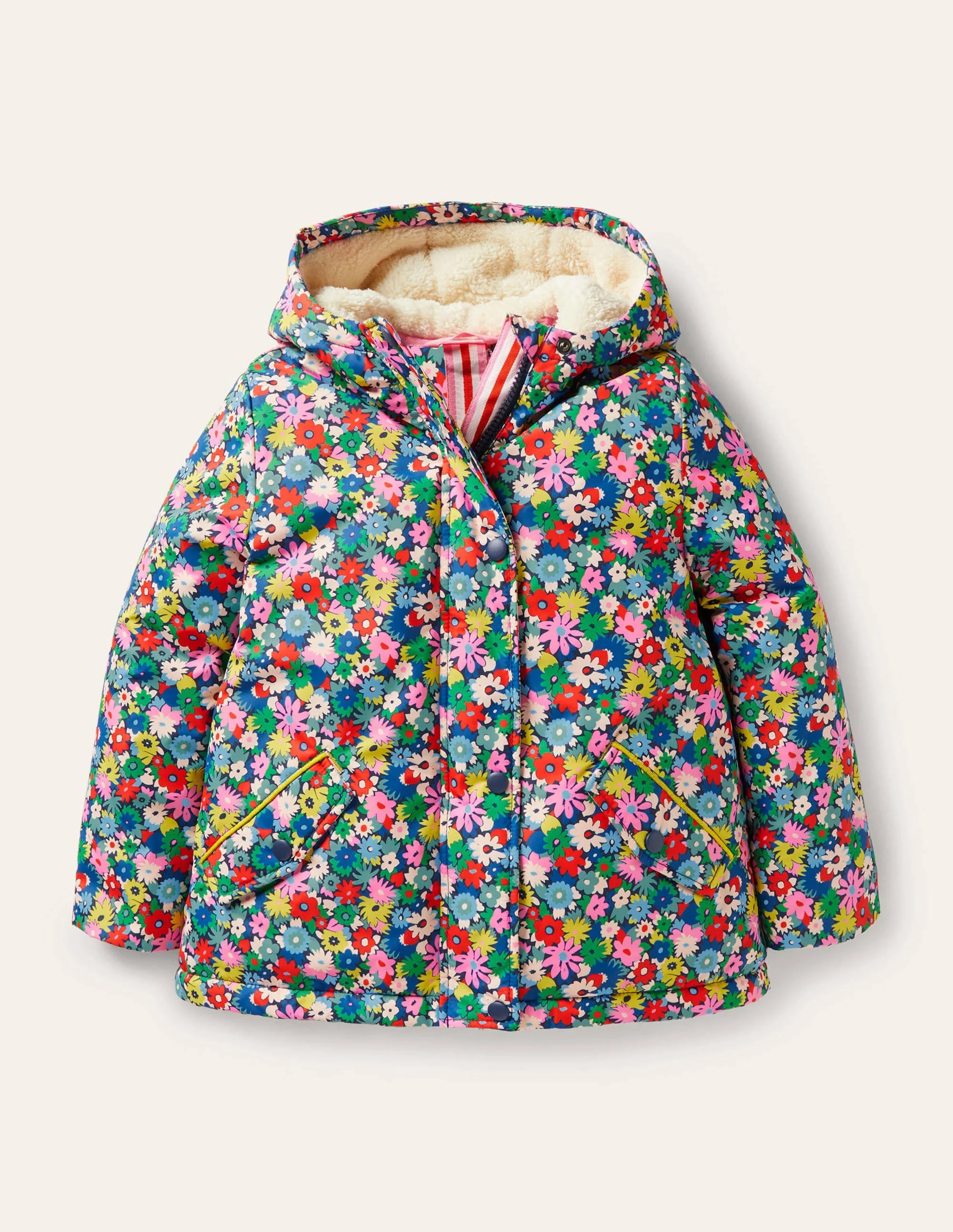 Sherpa Lined Anorak-Multi Paintbox Floral