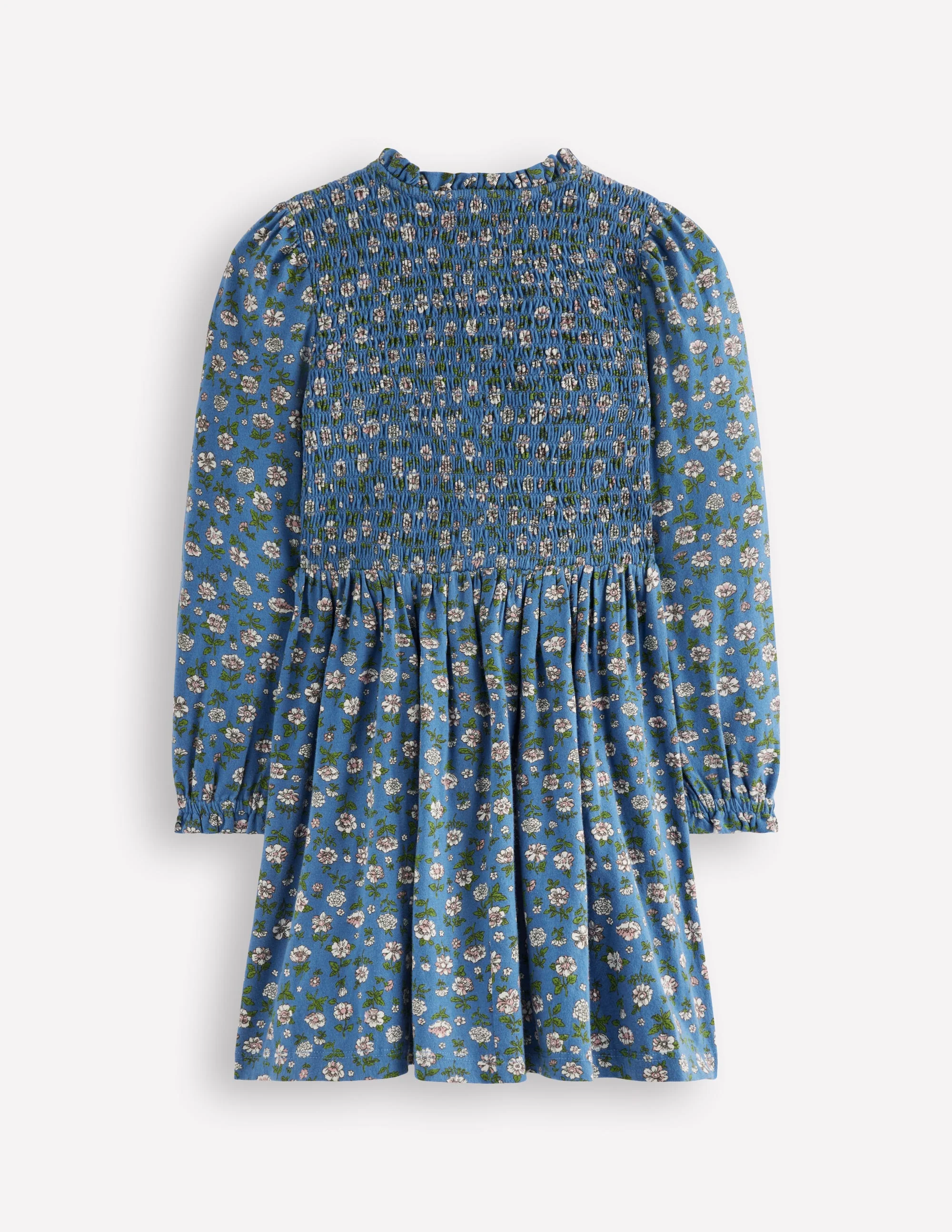 Shirred Bodice Jersey Dress-Bluejay Garden Flower - Image 2