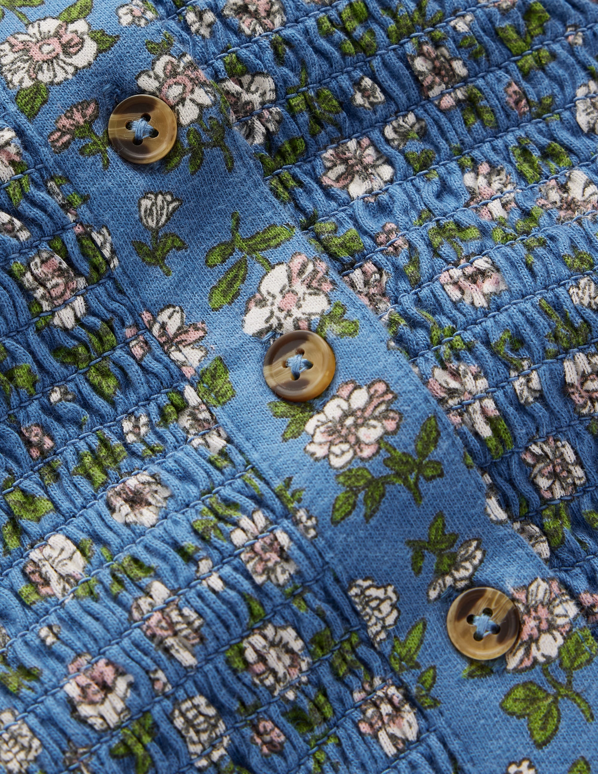 Shirred Bodice Jersey Dress-Bluejay Garden Flower - Image 3