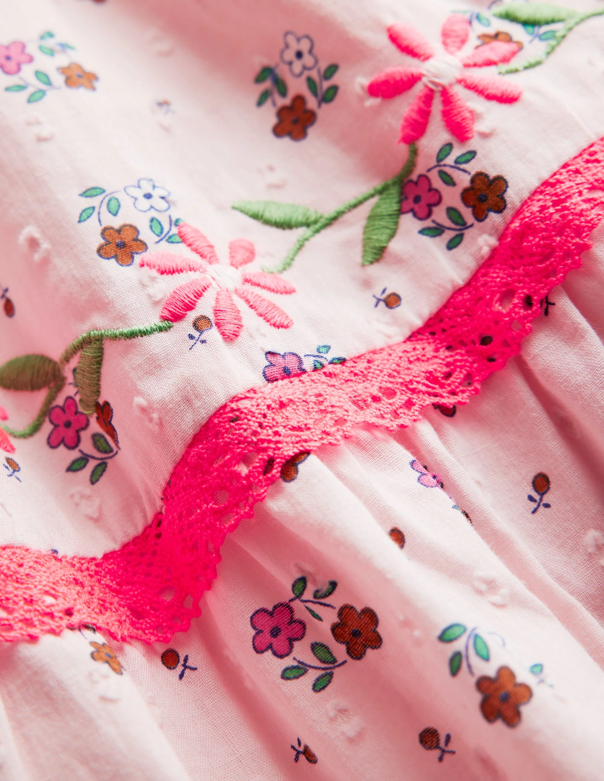 Shirred Bodice Midi Dress-Chalk Pink Daisy Chain - Image 7