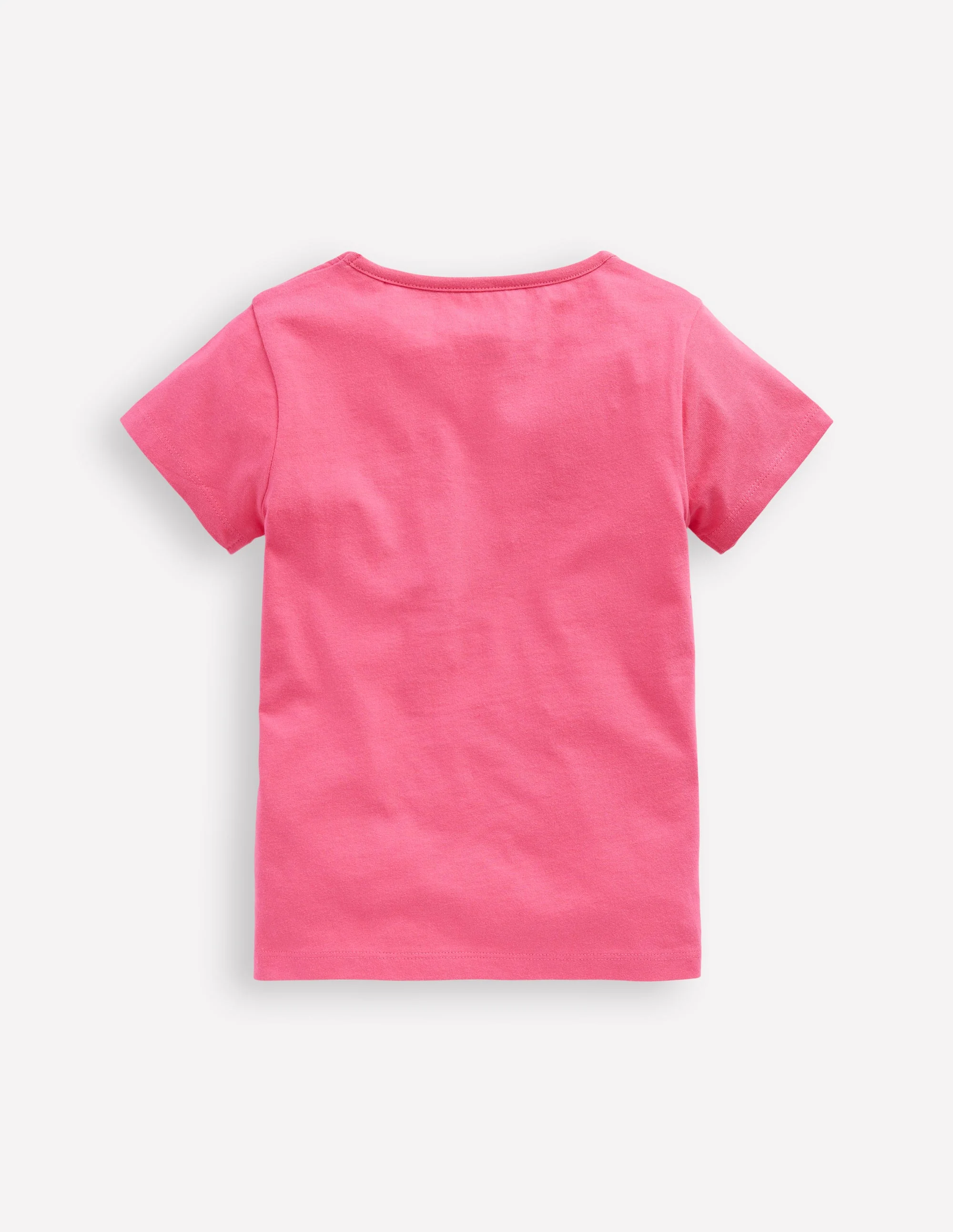 Short Sleeve Appliqué T-shirt-Rose Petal Pink Cat - Image 4