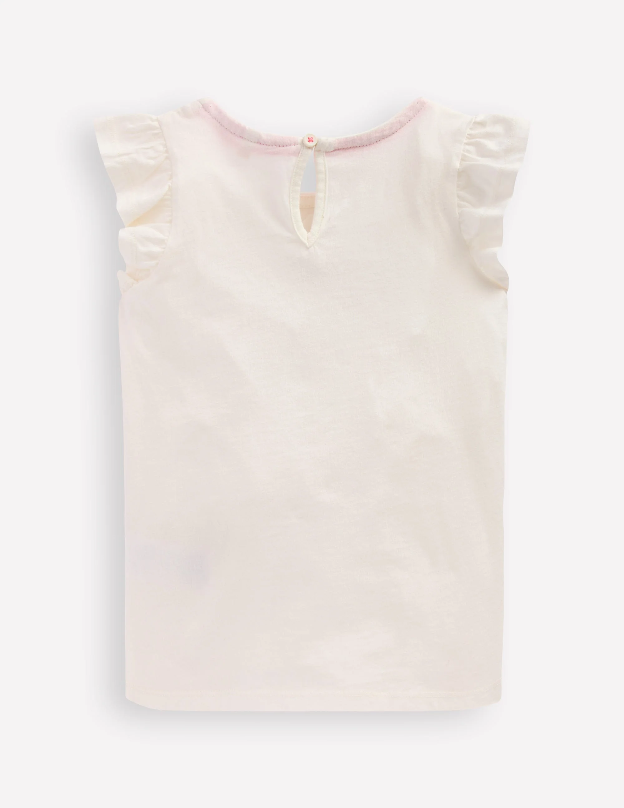 Short Sleeve Frill Logo Top-Ivory Cake - Image 2