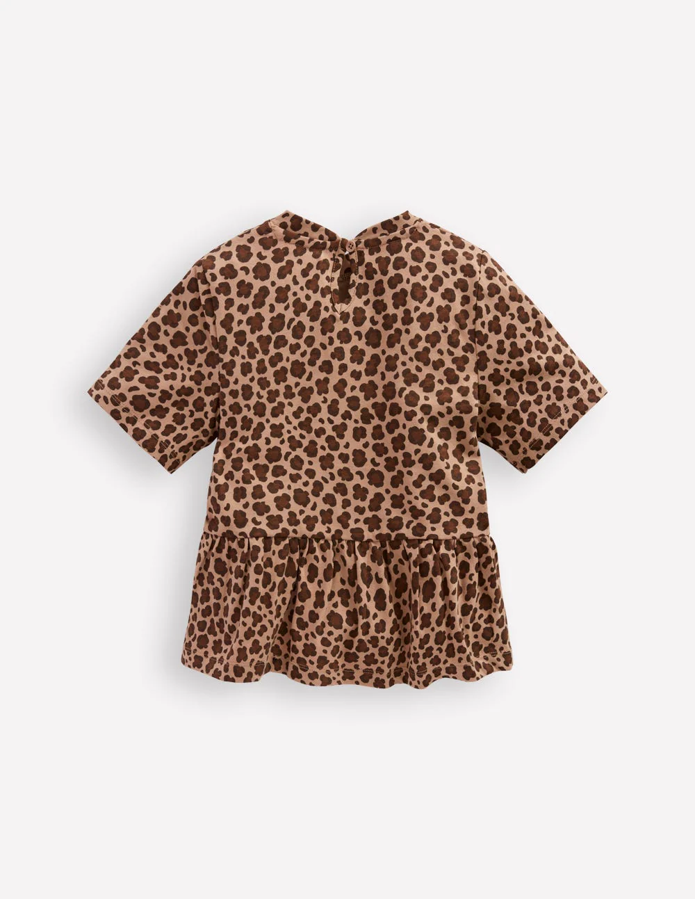 Short Sleeve Peplum Top-Partridge Brown Leopard Print - Image 2