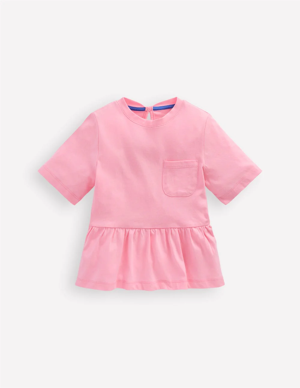 Short Sleeve Peplum Top-Pink