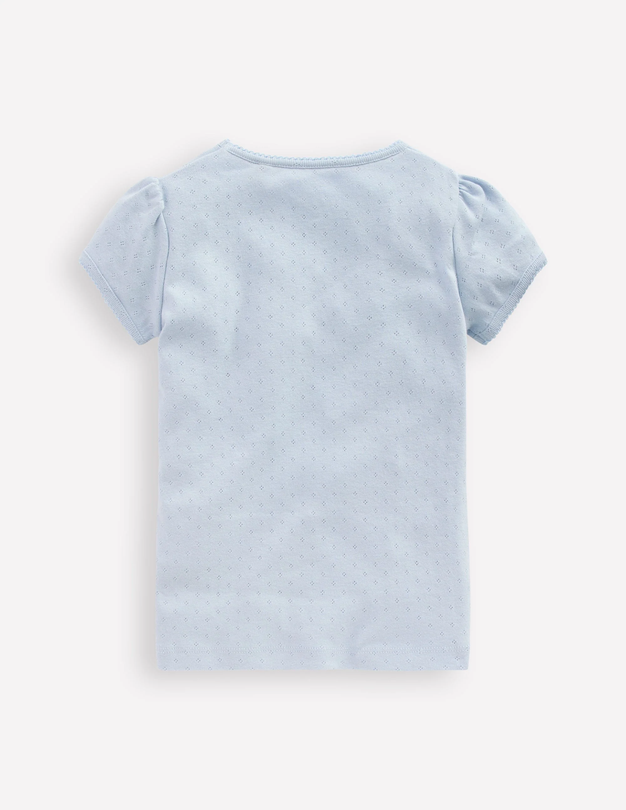 Short Sleeve Pointelle Top-Blue - Image 2