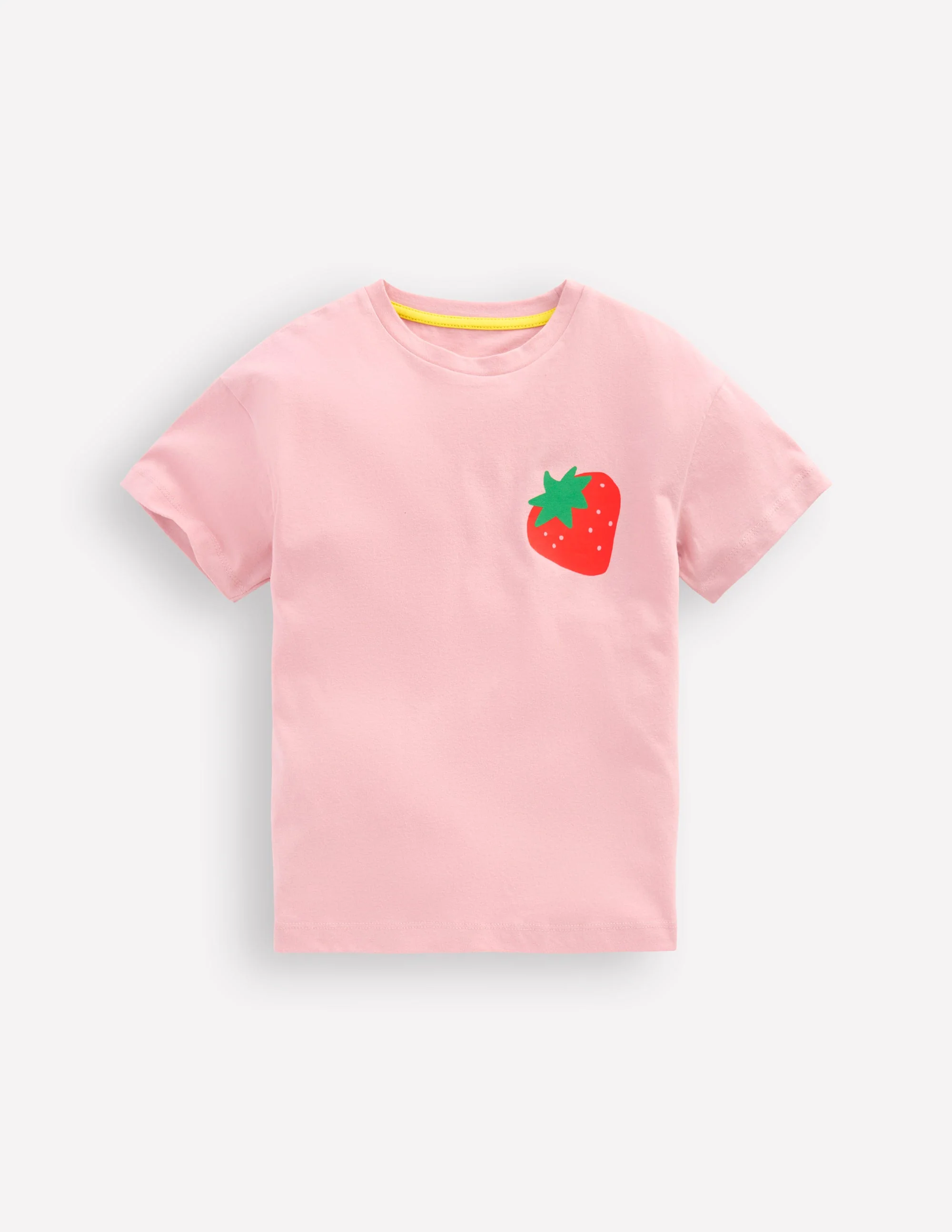 Short Sleeve Printed T-Shirt-Pink Strawberries