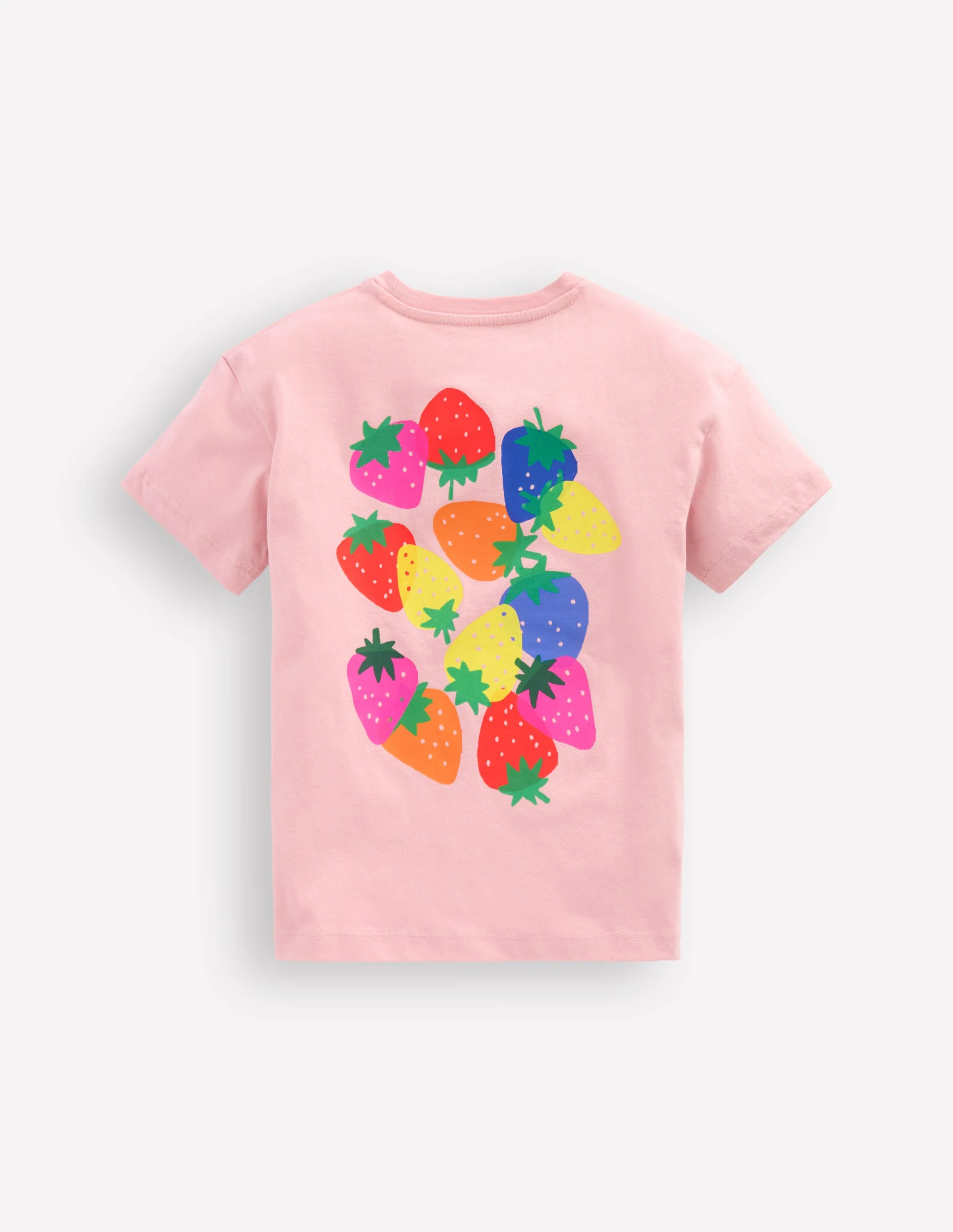 Short Sleeve Printed T-Shirt-Pink Strawberries - Image 2