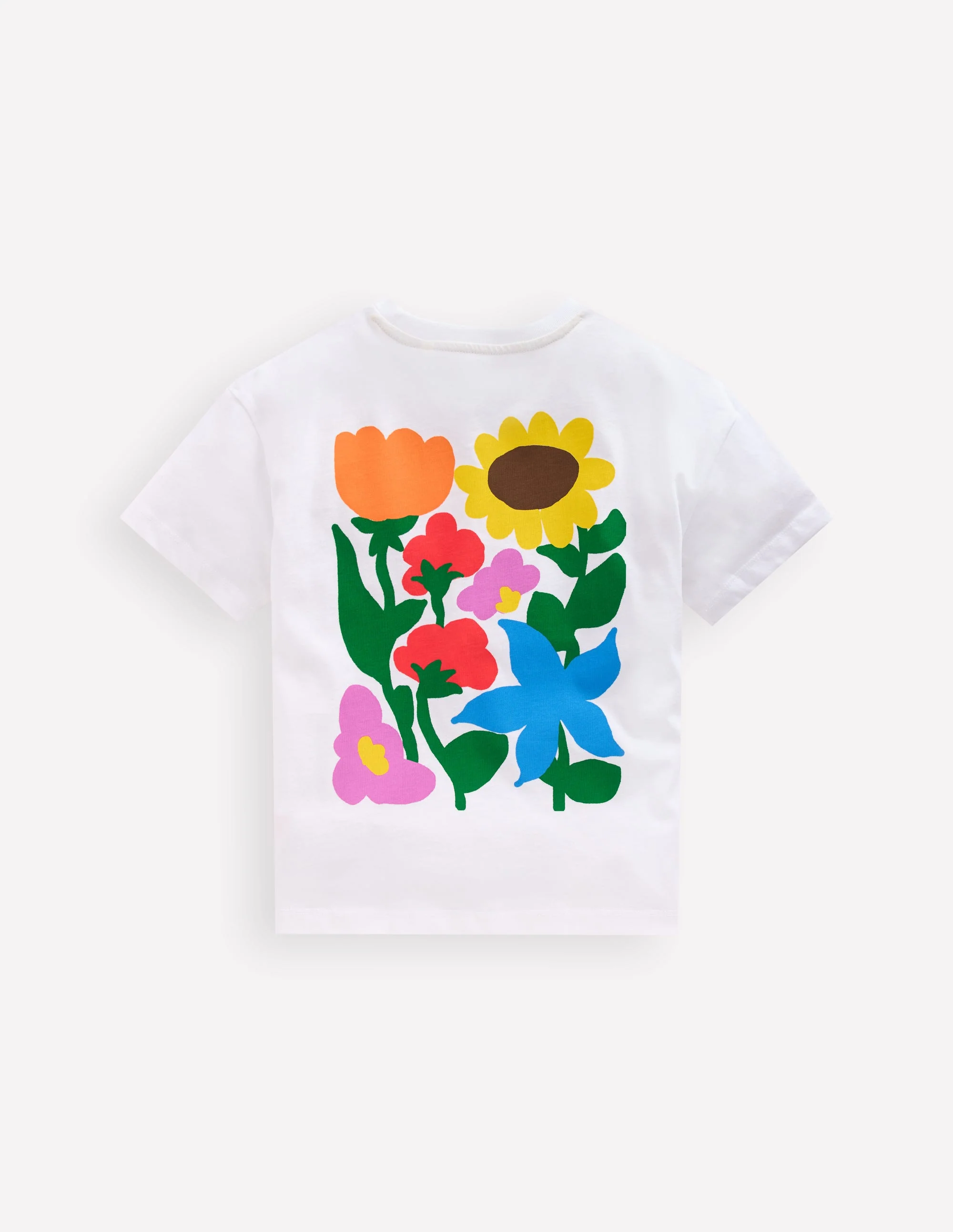 Short Sleeve Printed T-Shirt-White Flowers - Image 2