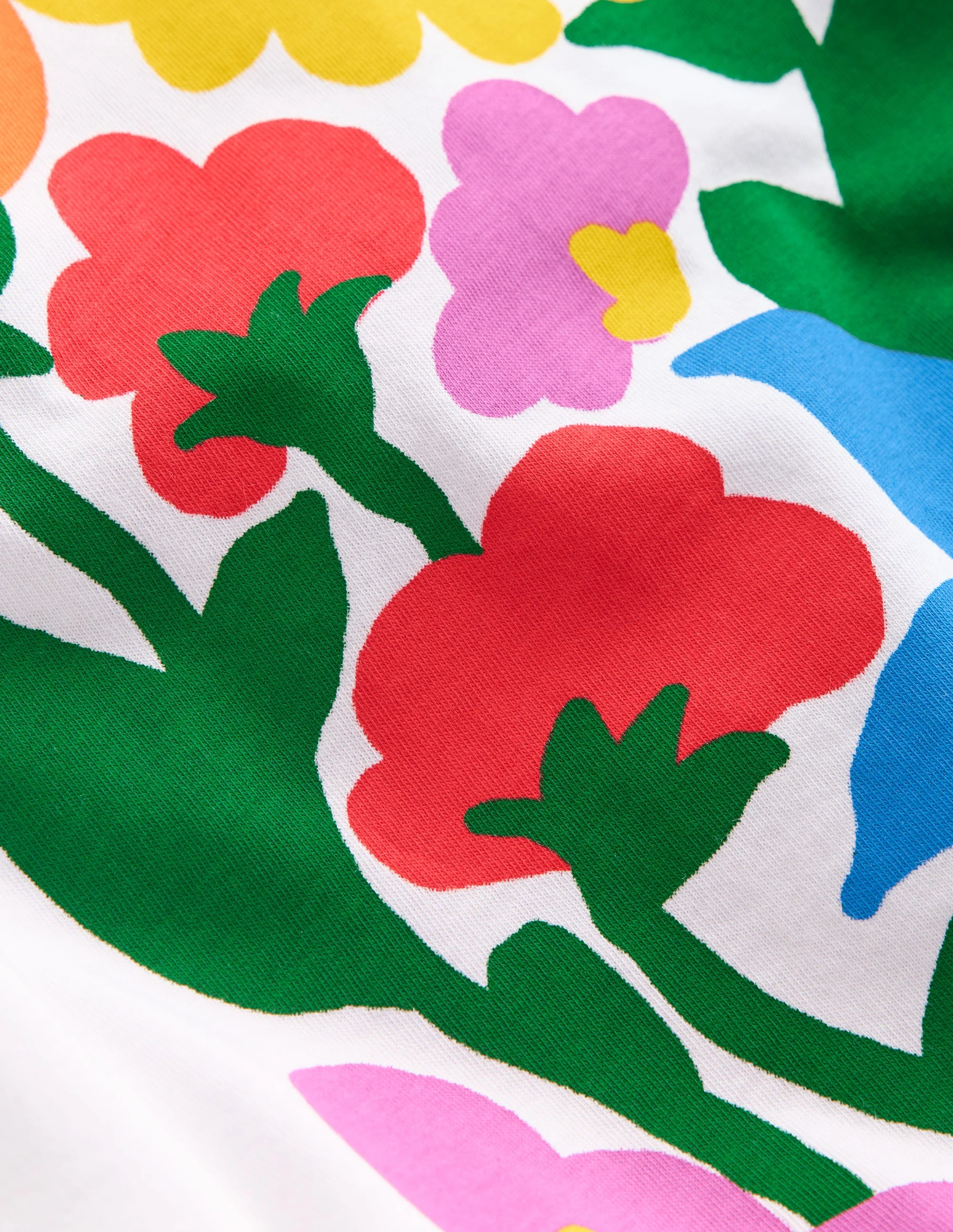 Short Sleeve Printed T-Shirt-White Flowers - Image 3