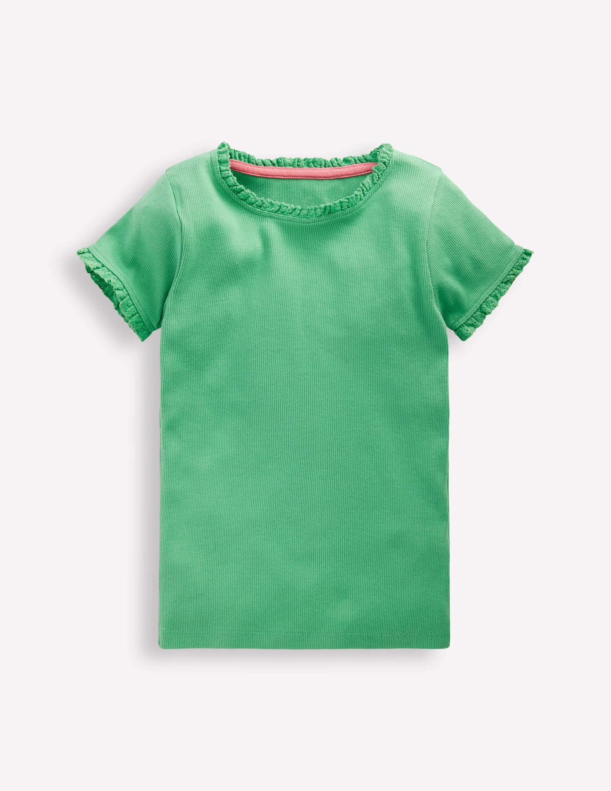 Short Sleeve Ribbed T-shirt-Aloe Green
