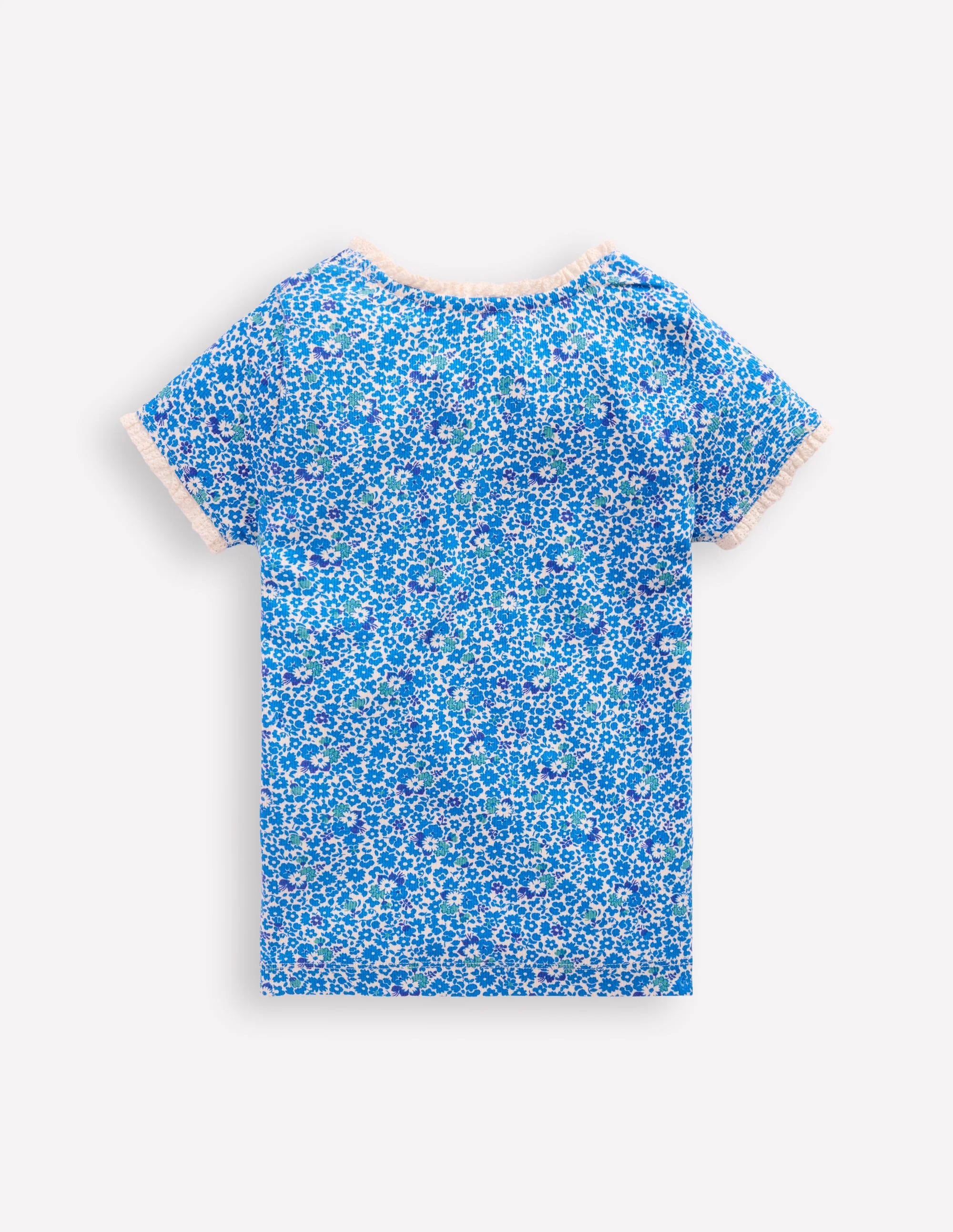 Short Sleeve Ribbed T-shirt-Cabana Blue Ditsy Floral - Image 2
