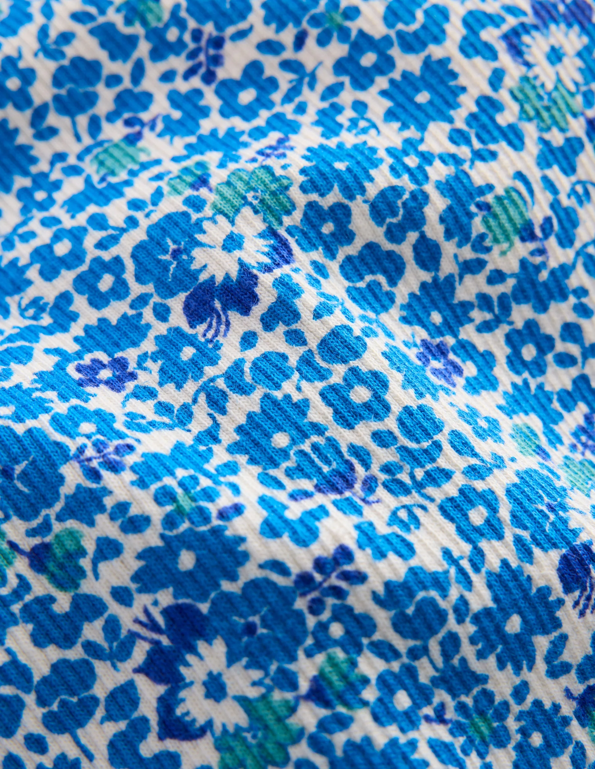 Short Sleeve Ribbed T-shirt-Cabana Blue Ditsy Floral - Image 3