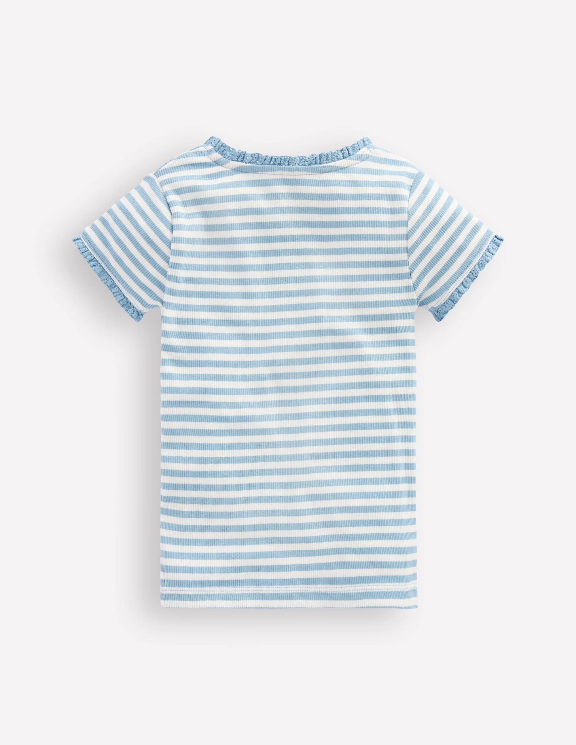 Short Sleeve Ribbed T-shirt-Glacier Blue Stripe - Image 2