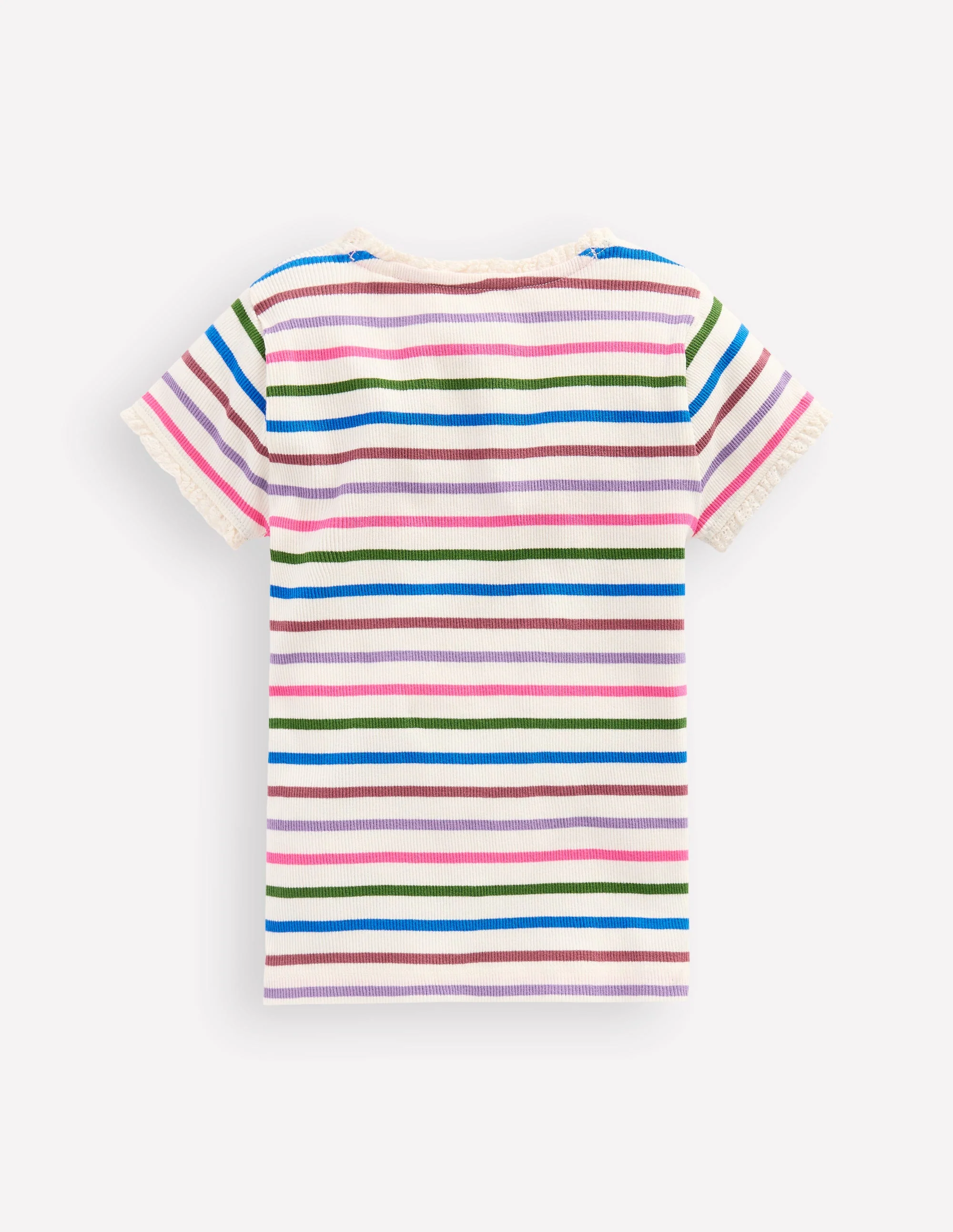 Short Sleeve Ribbed T-shirt-Multi Stripe - Image 2