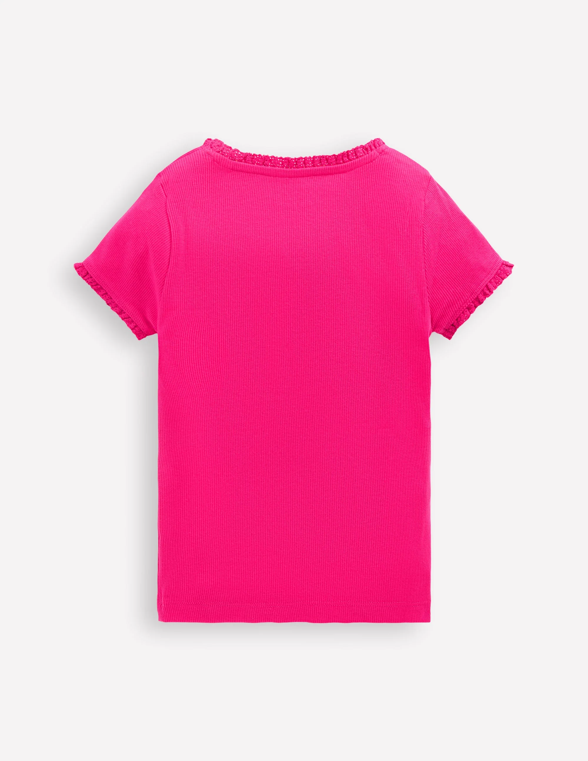 Short Sleeve Ribbed T-shirt-Pink Peony - Image 2