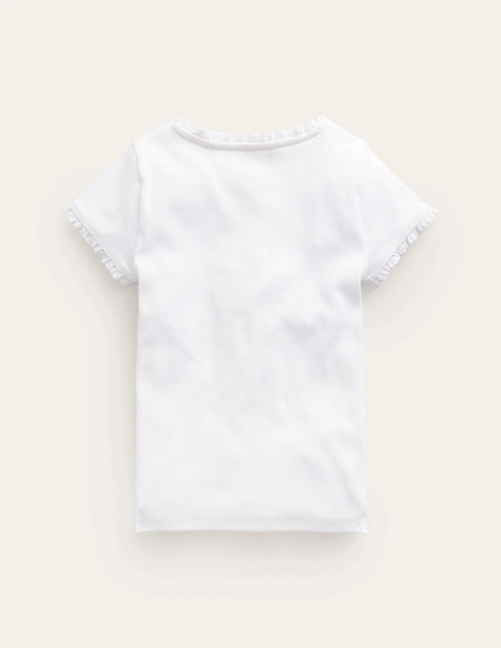 Short Sleeve Ribbed T-shirt-White - Image 2