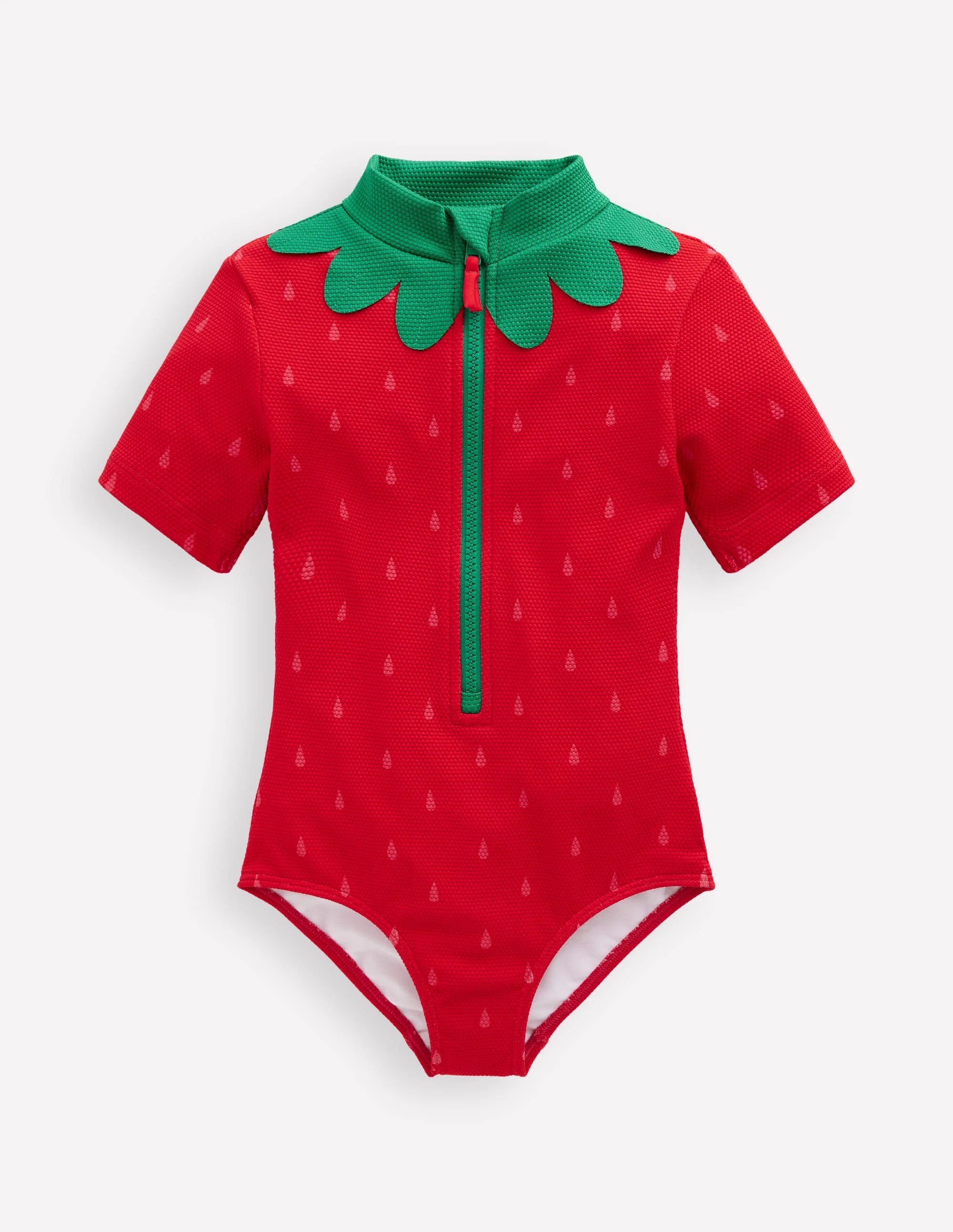 Short Sleeve Swimsuit-Poppy Red Strawberry