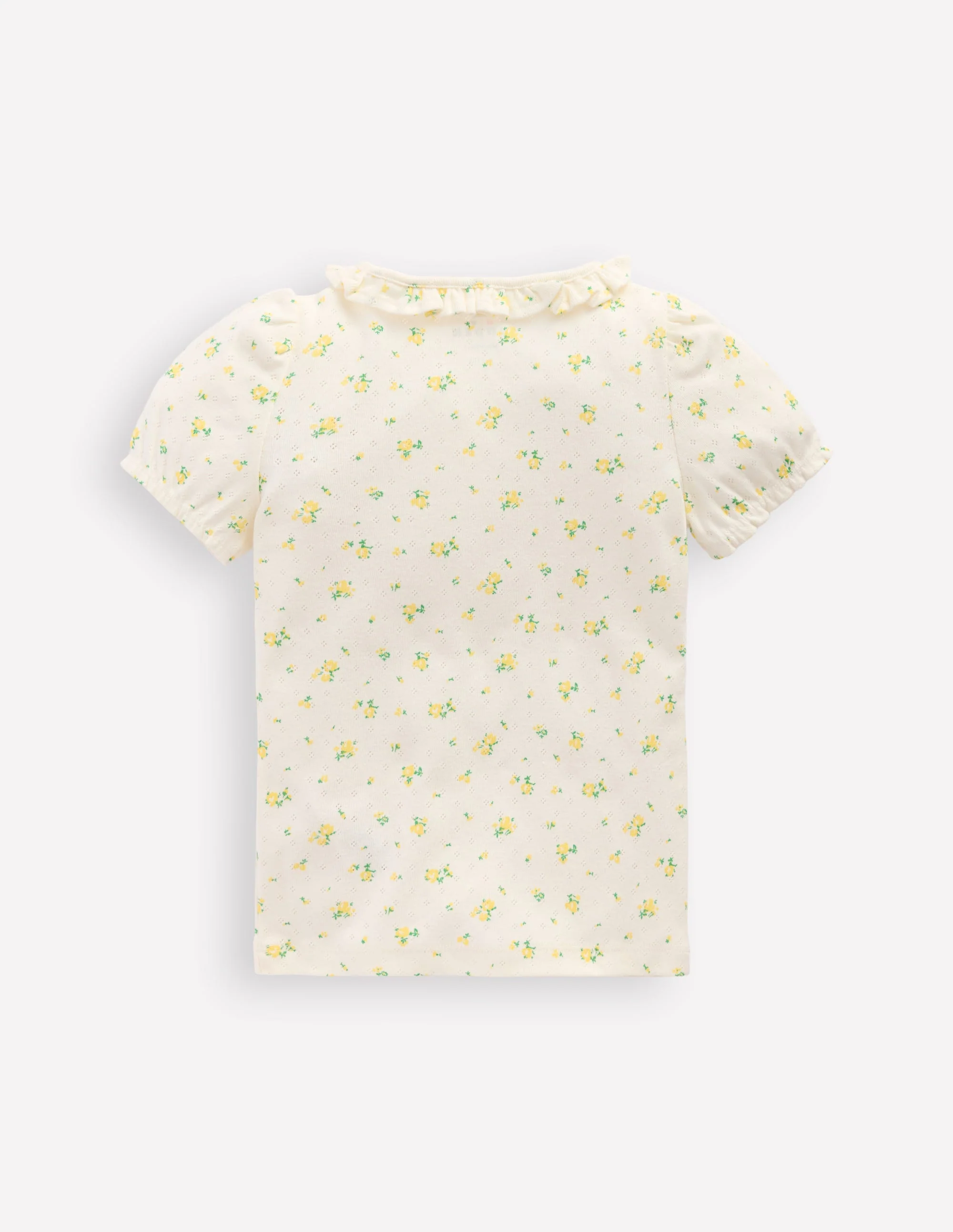 Short-sleeved Ruffle Pointelle-Rosebud Floral - Image 2