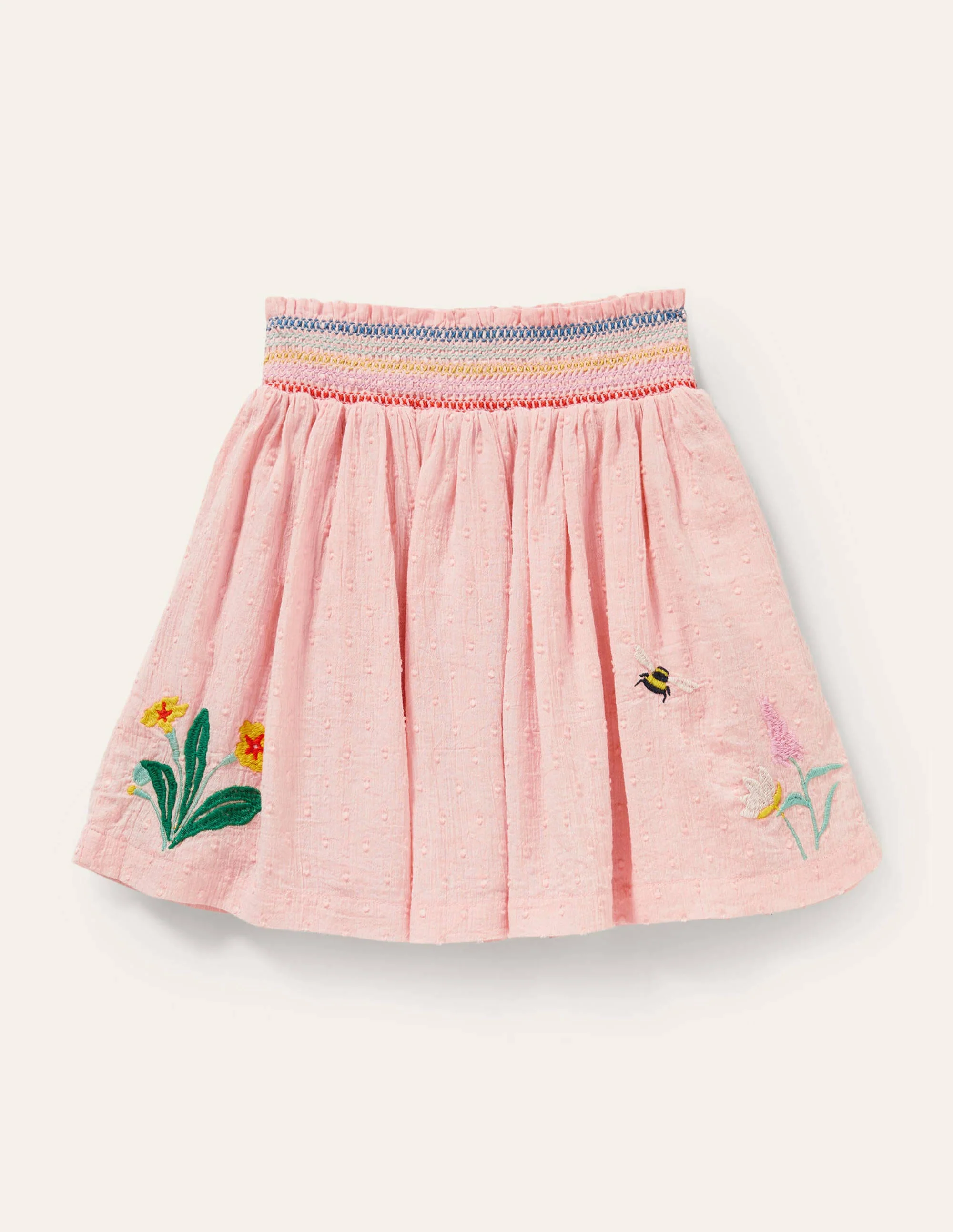 Smock Embroidered Skirt-Provence Dusty Pink Flowers - Image 2