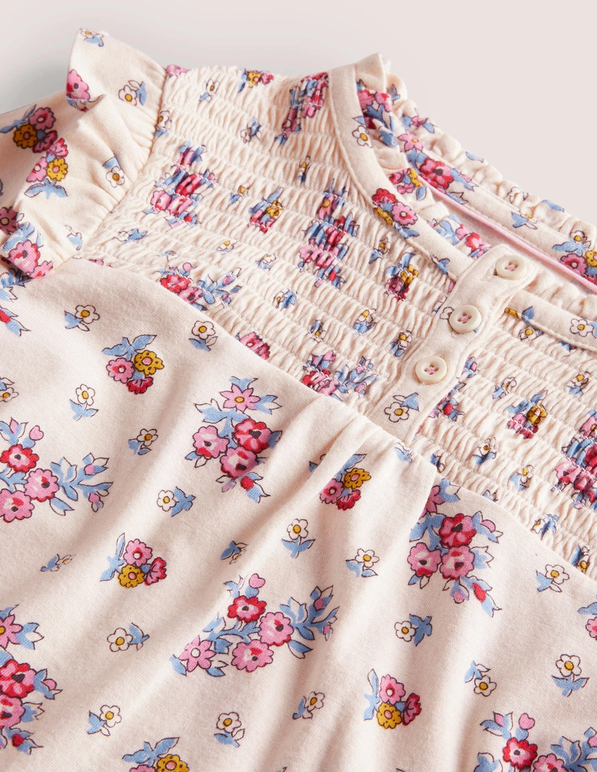 Smocked Placket Top-Vanilla Pod Flower Bouquet - Image 3