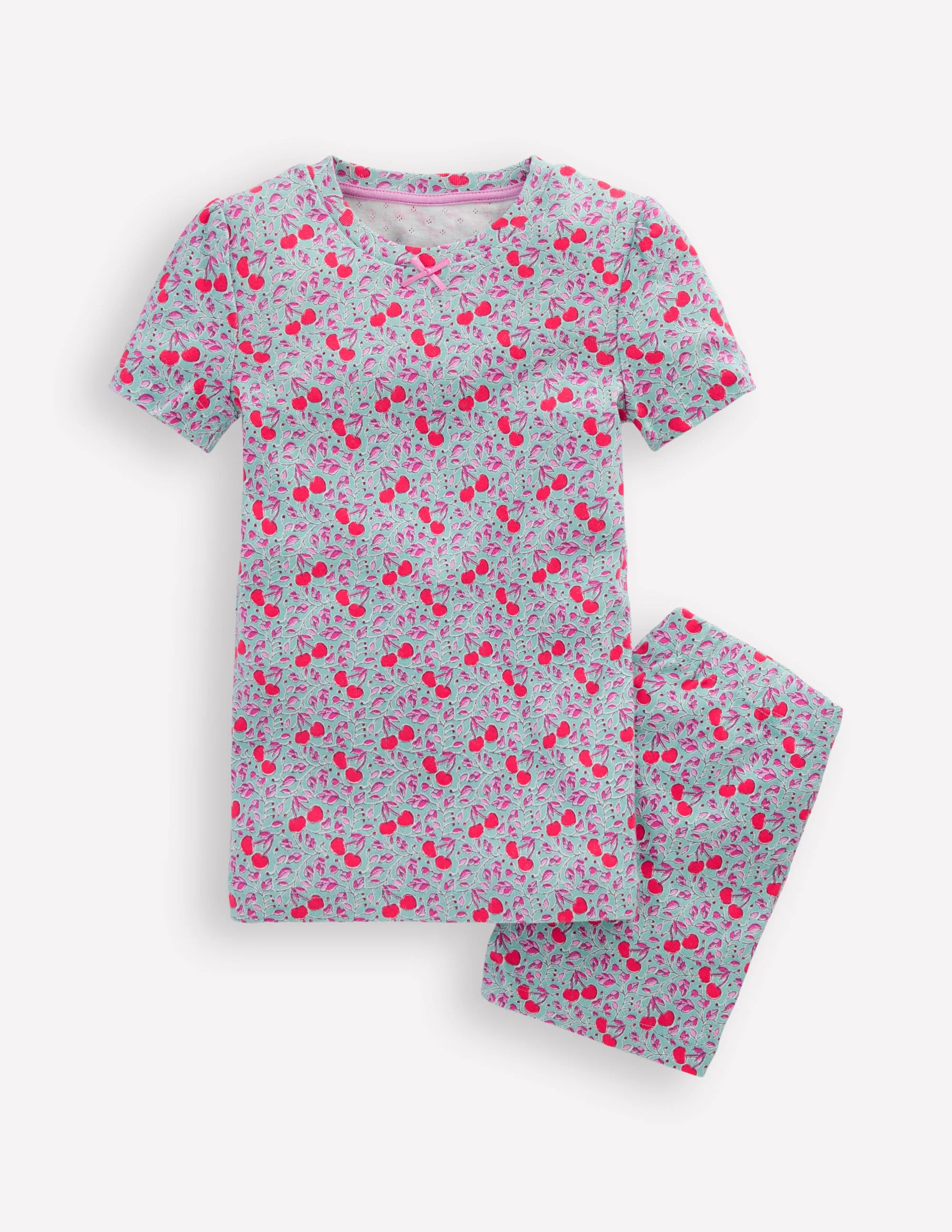 Snug Fit Pointelle Pyjamas-Cherry Orchard