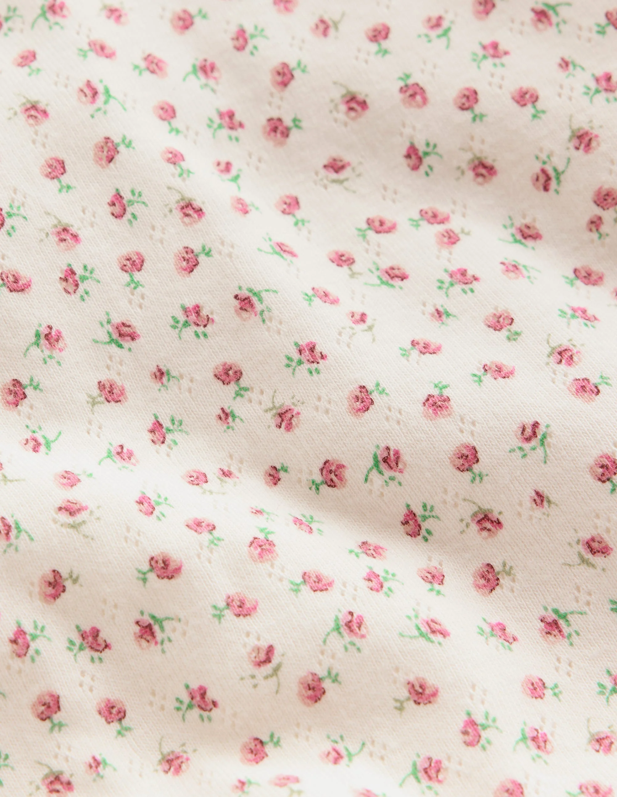 Snug Fit Pointelle Pyjamas-Soft Ivory Floral - Image 3