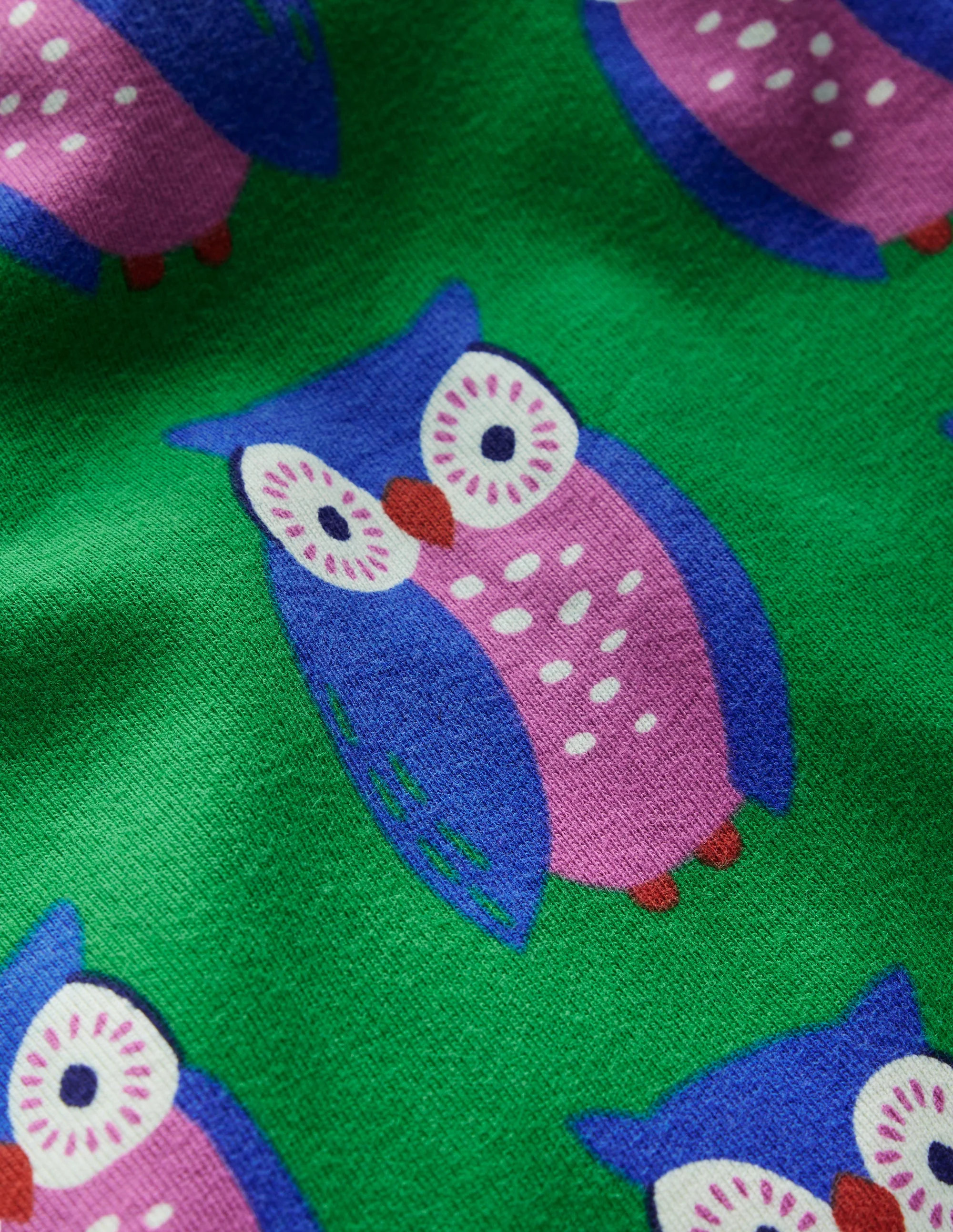 Snug Glow-in-the-dark Pyjamas-Green Tambourine Geo Owls - Image 3