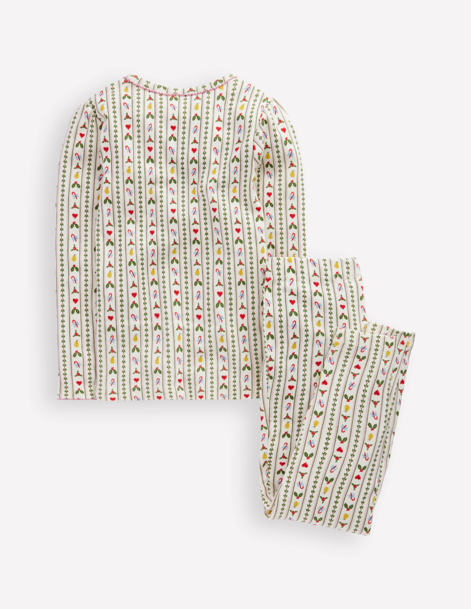 Snug Henley Pyjamas-Soft Ivory Nutcracker Stripe - Image 2