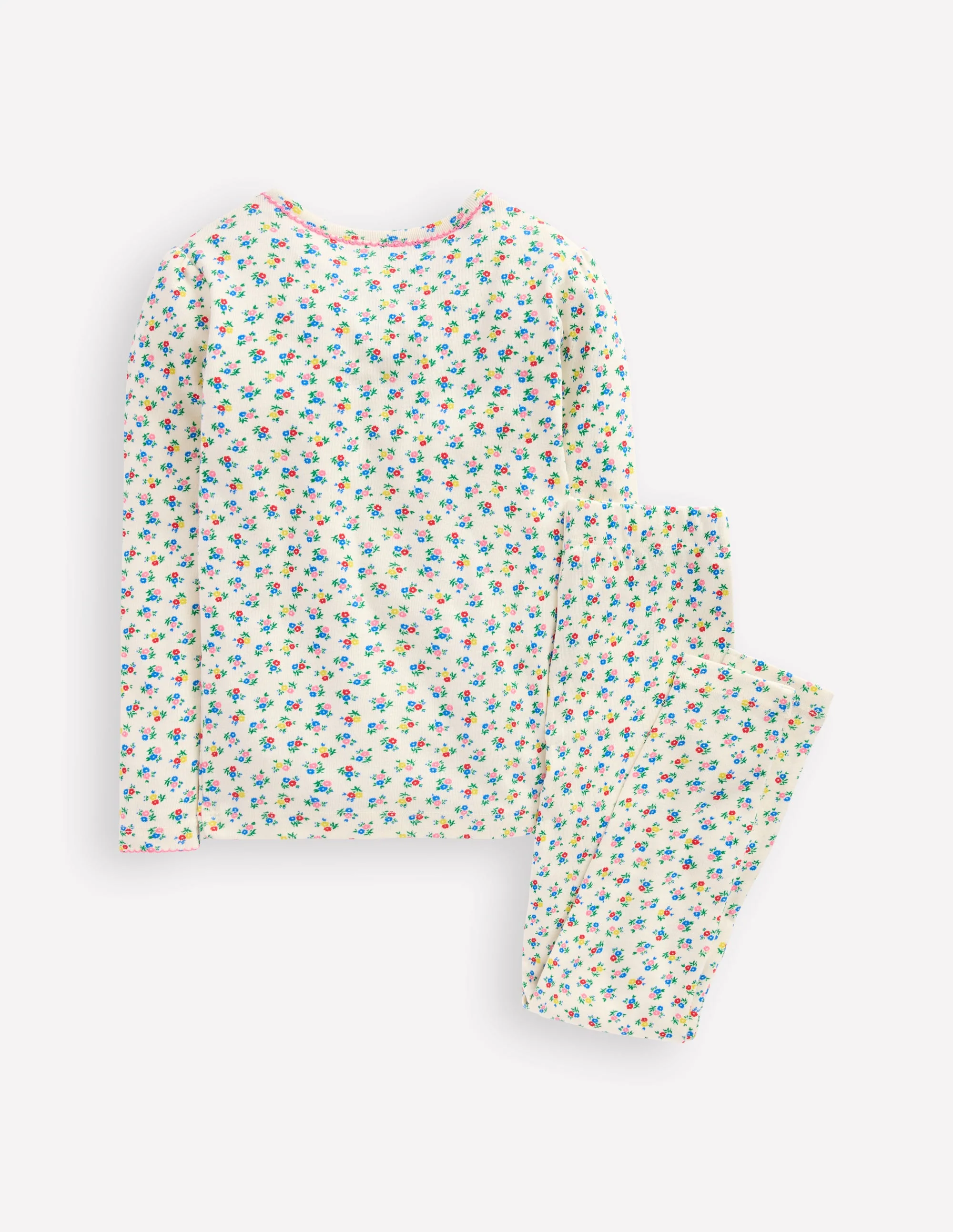 Snug Henley Pyjamas-Soft Ivory Spring Ditsy - Image 2