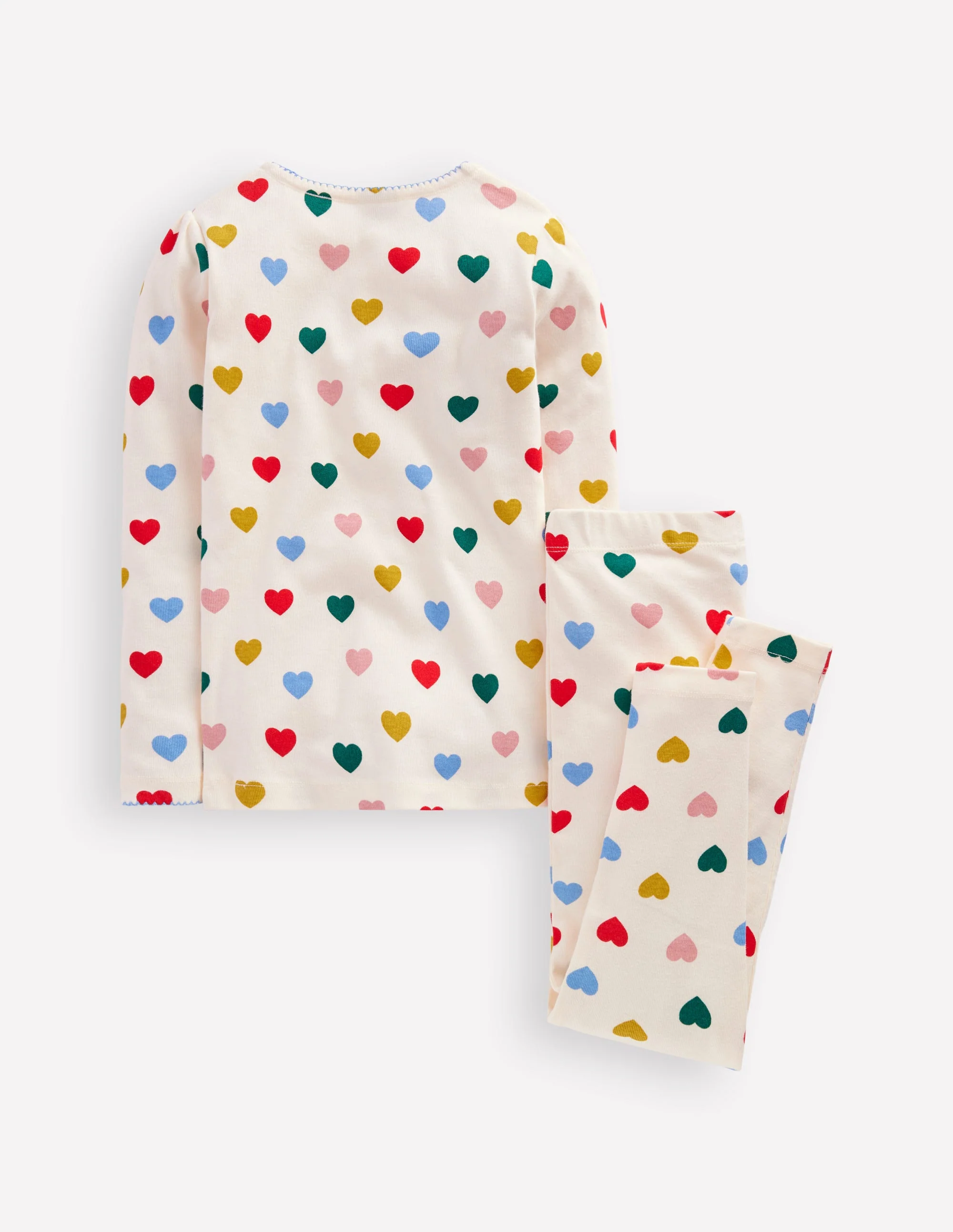 Snug Long John Pyjamas-Coconut Milk Small Hearts - Image 2