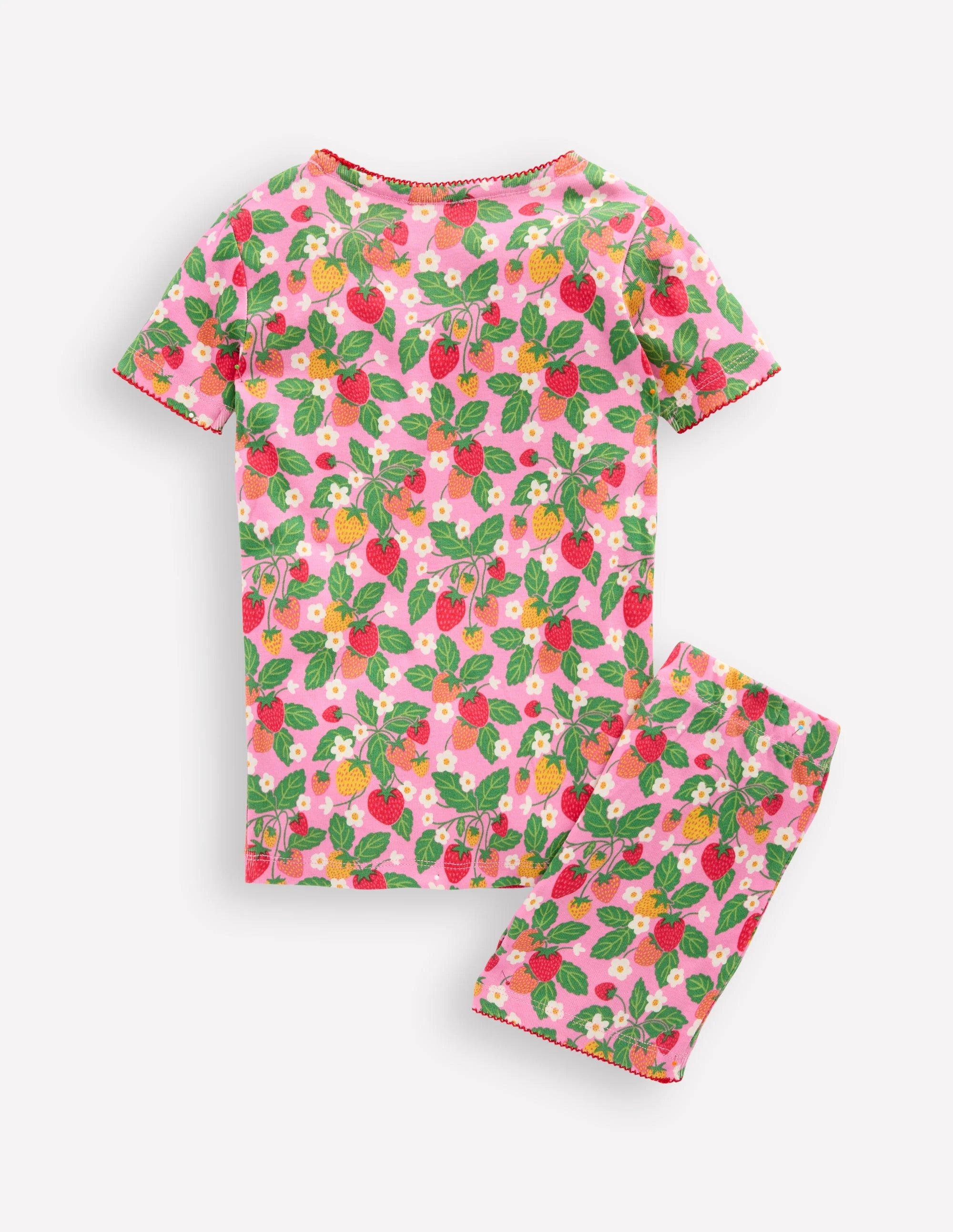 Snug Short John Pyjamas-Cosmos Pink Strawberry Patch - Image 2