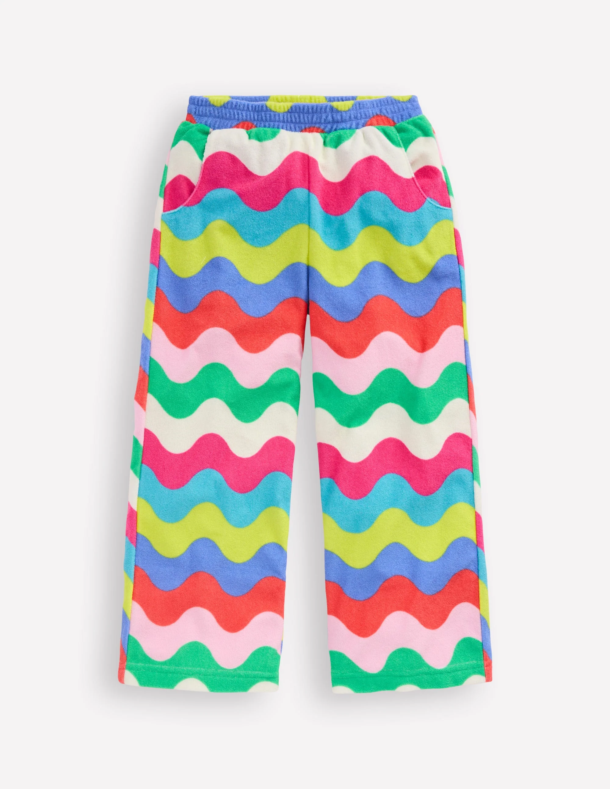 Straight Towelling Trousers-Multi Wave Stripe